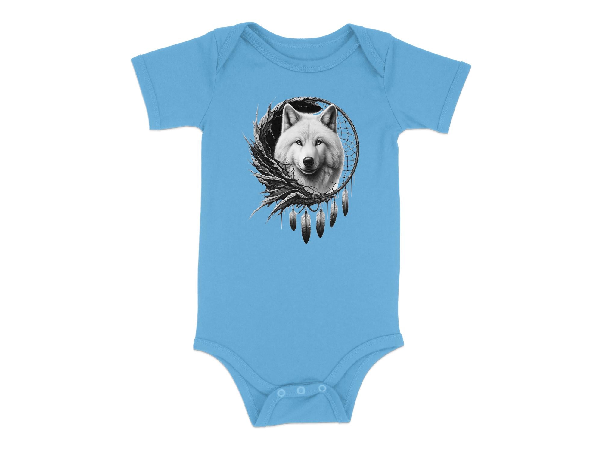 Dreamcatcher Wolf - Coloured Toddler Bodysuit Realistic Native American Talisman Unisex Mythology Tee Graphic Design