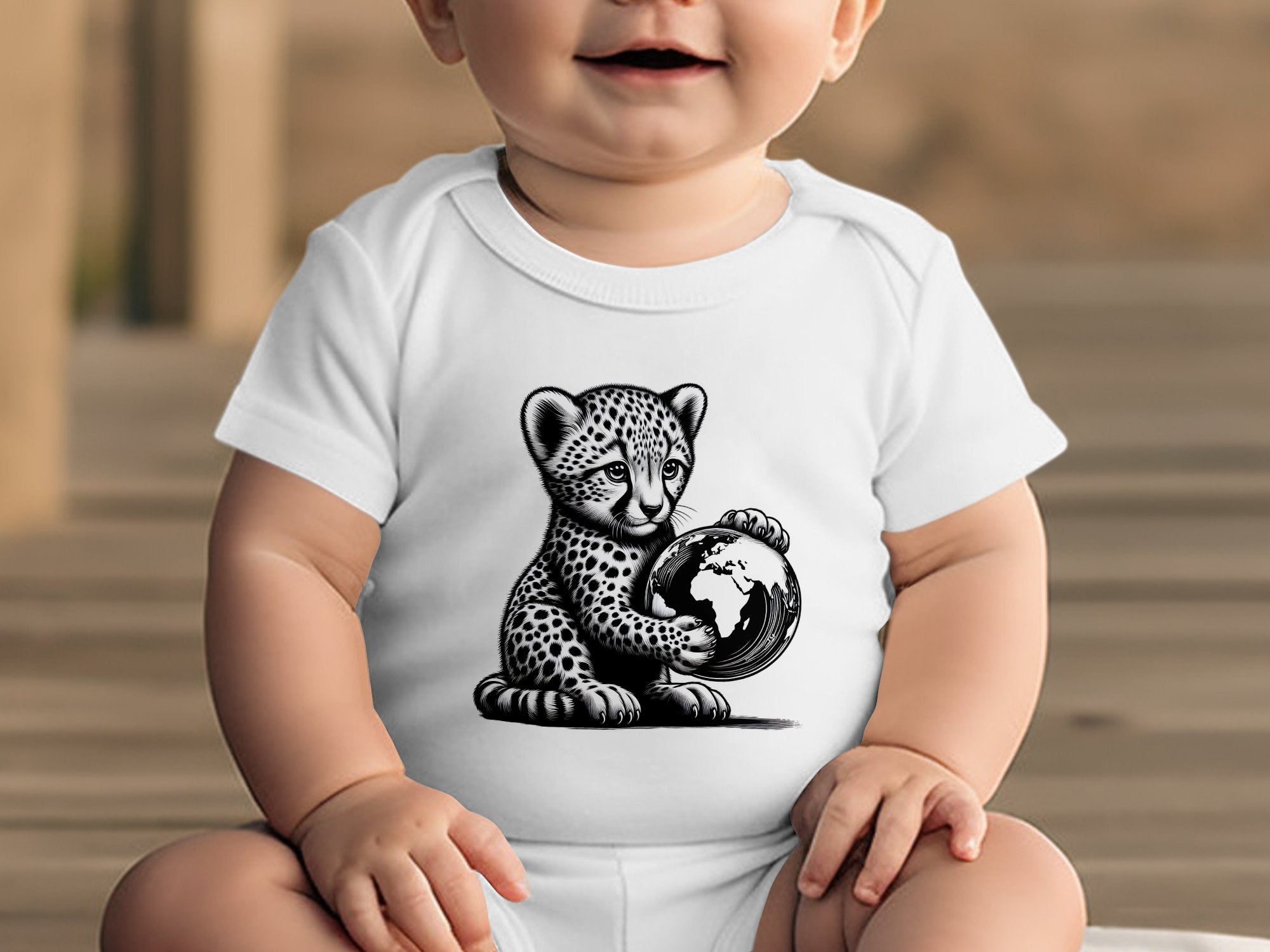 Cheetah World - Coloured Toddler Bodysuit Realistic Animal Talisman Unisex Cute Tee Graphic Design