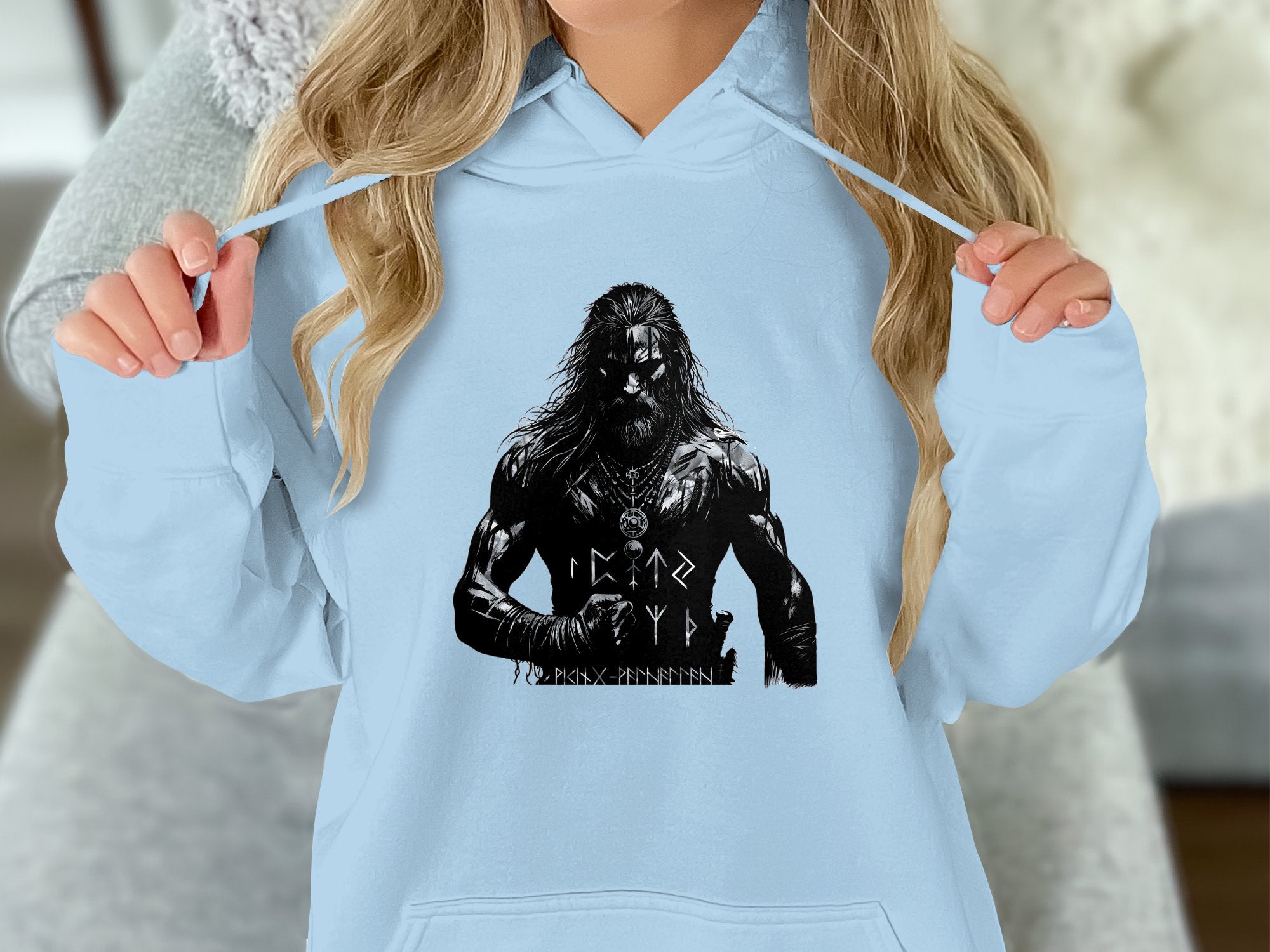 Viking Conviction- Coloured Gildan Hoodie White Norse Talisman Men Women Unisex Valhalla Tee