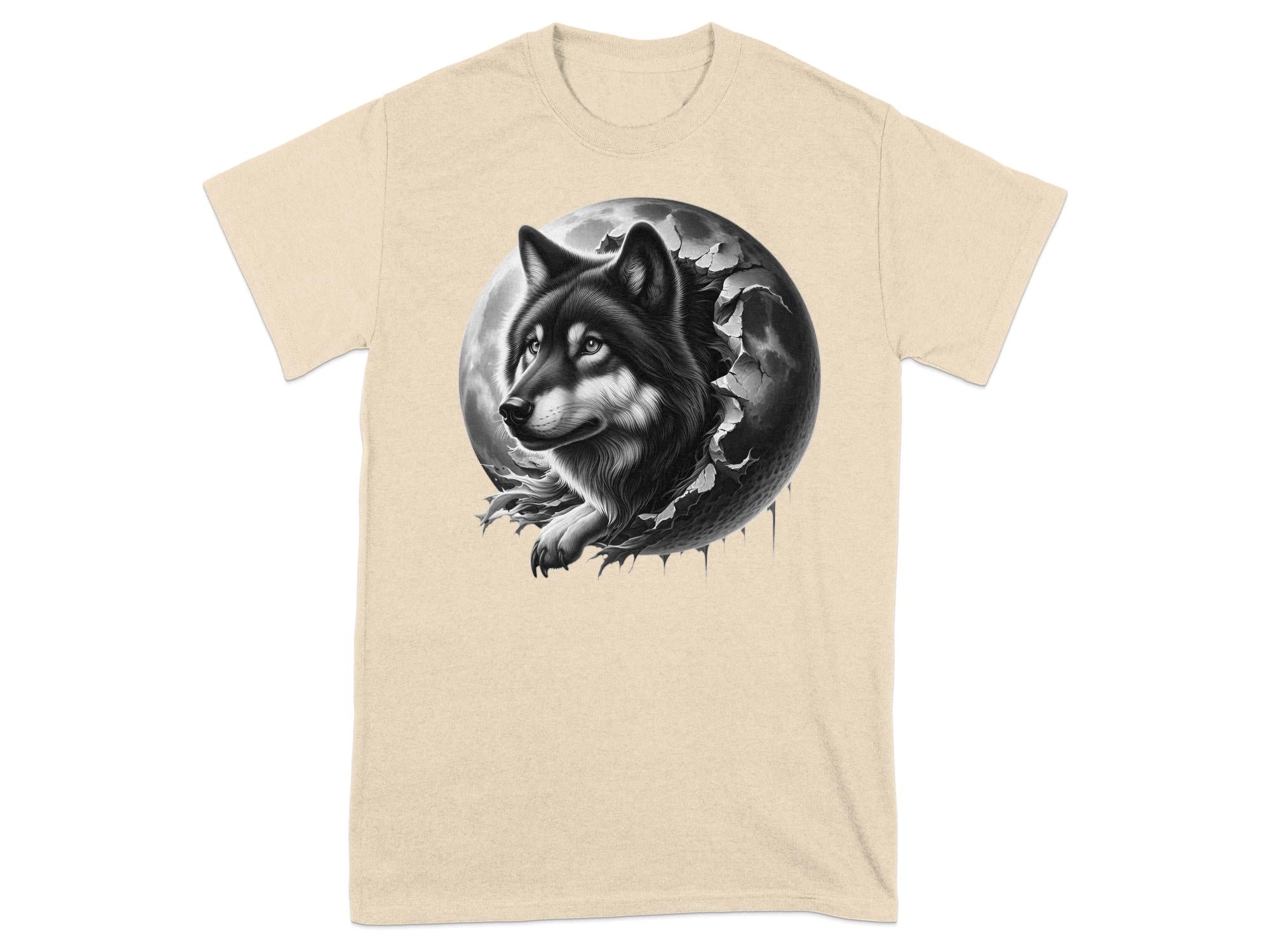 Moon Wolf - Coloured Gildan T-Shirt Realistic Animal Talisman Unisex Mythology Tee Graphic Design