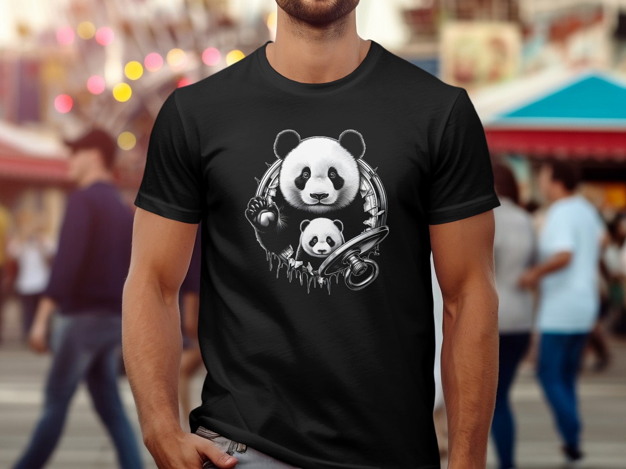 Panda - Coloured Gildan T-Shirt Realistic Animal Talisman Unisex Cute Tee Graphic Design