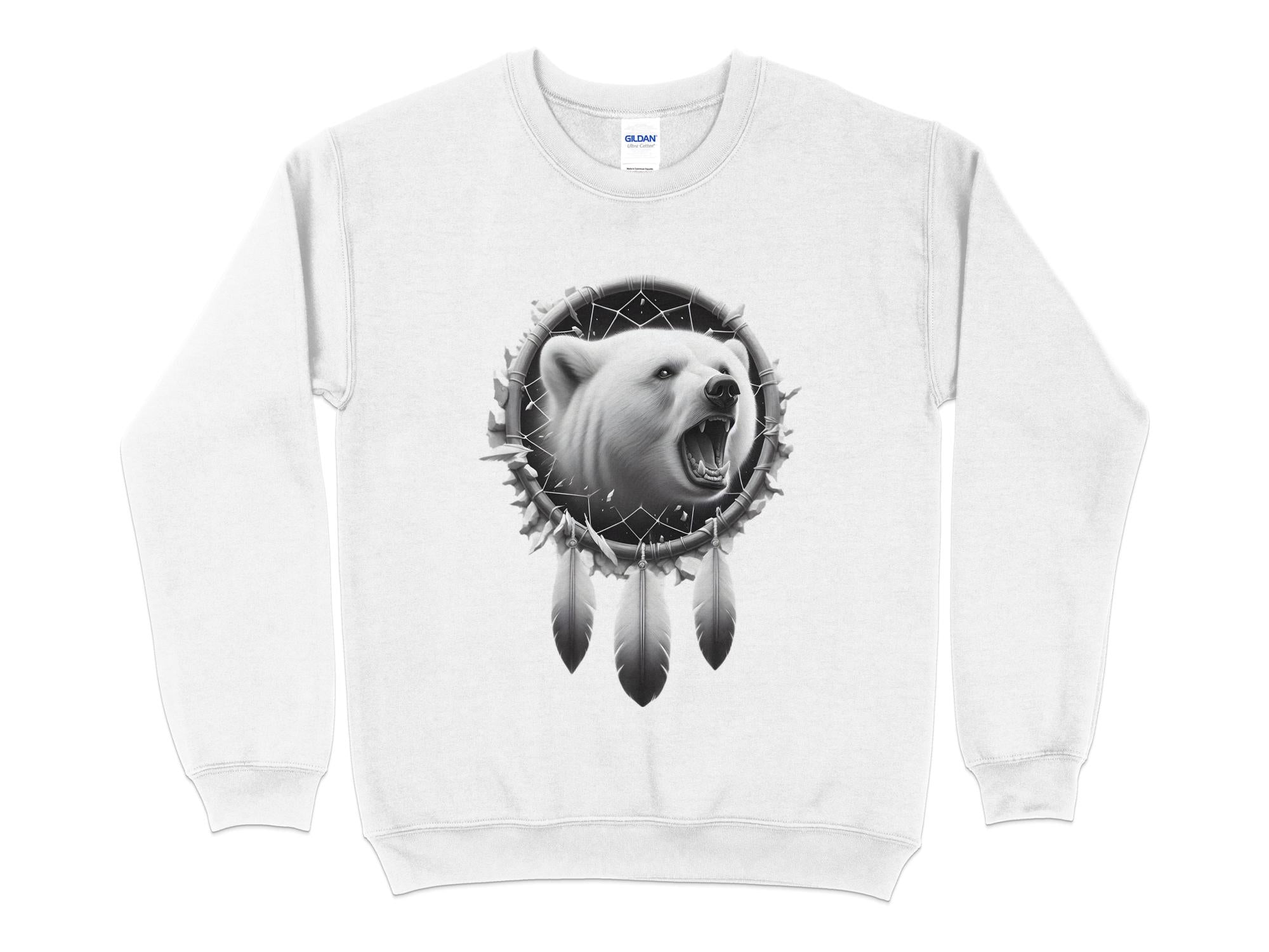 Dreamcatcher Bear - Coloured Gildan Sweatshirt Realistic Native American Talisman Unisex Mythology Tee Graphic Design