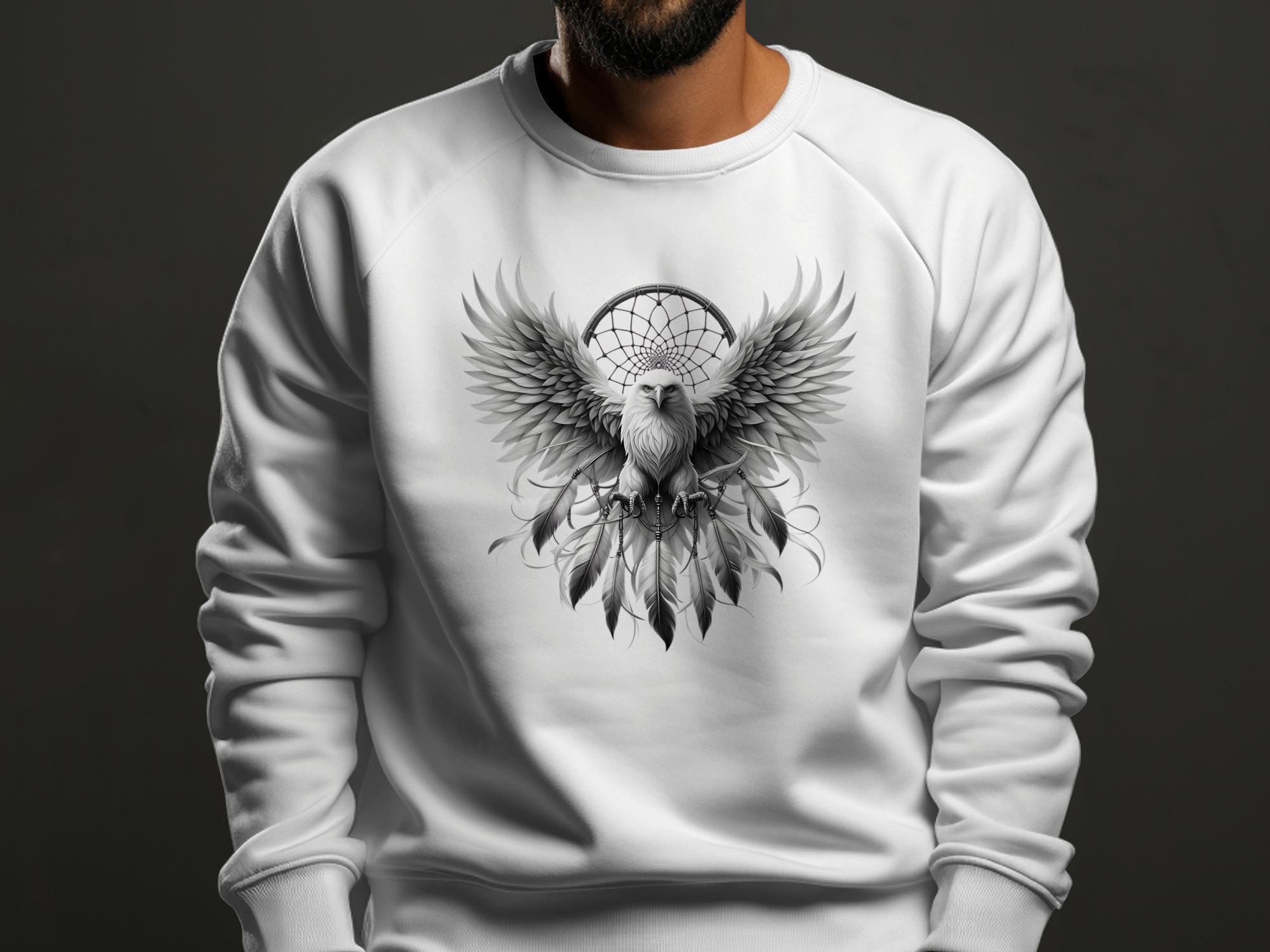 Dreamcatcher Eagle - Coloured Gildan Sweatshirt Realistic Native American Talisman Unisex Mythology Tee Graphic Design