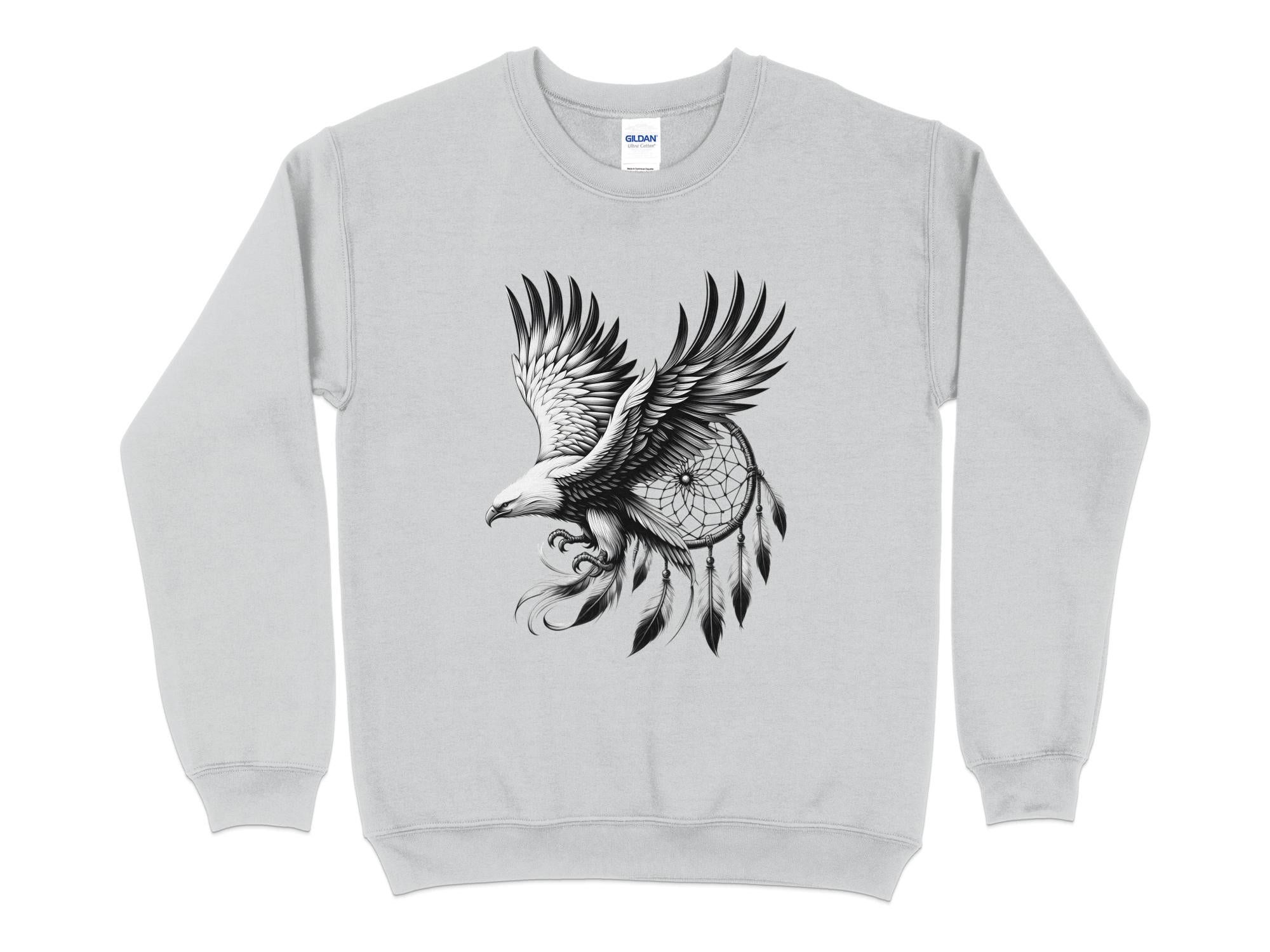 Dreamcatcher Eagle - Coloured Gildan Sweatshirt Realistic Native American Talisman Unisex Mythology Tee Graphic Design