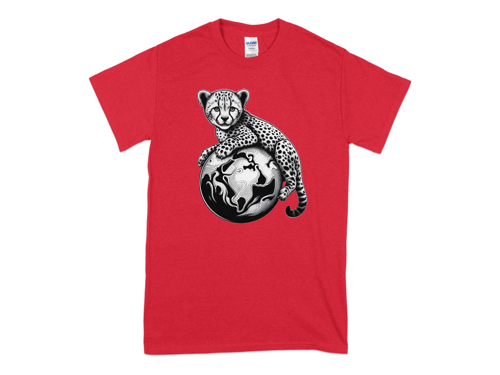 Cheetah World - Coloured Gildan T-Shirt Realistic Animal Talisman Unisex Cute Tee Graphic Design