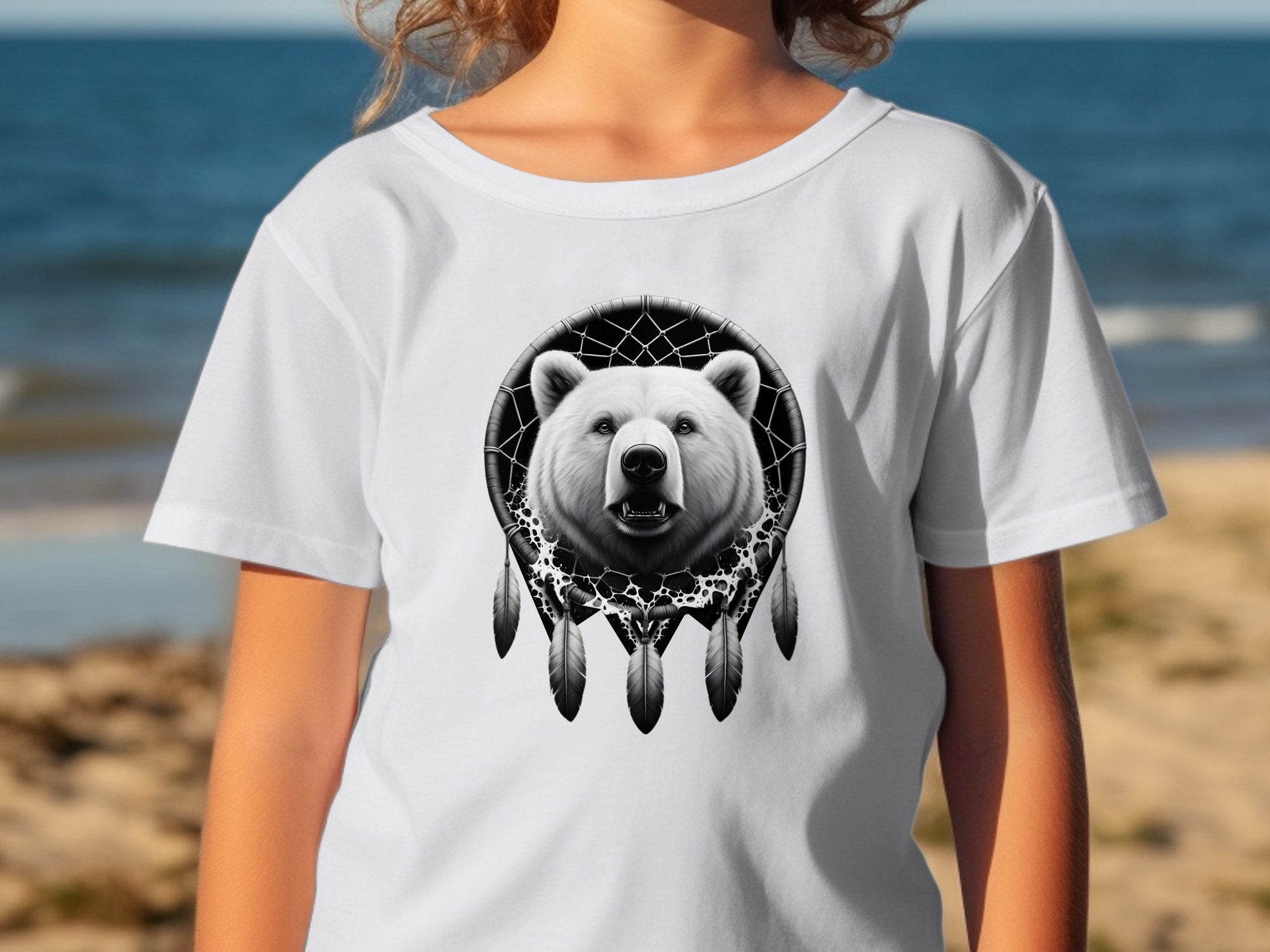 Dreamcatcher Bear - Coloured Gildan Kids T Shirt Realistic Native American Talisman Unisex Mythology Tee Graphic Design