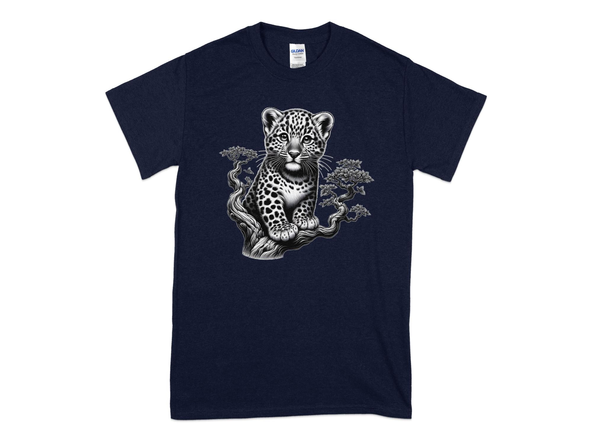 Leopard Bonsai - Coloured Gildan T-Shirt Realistic Animal Talisman Unisex Cute Tee Graphic Design