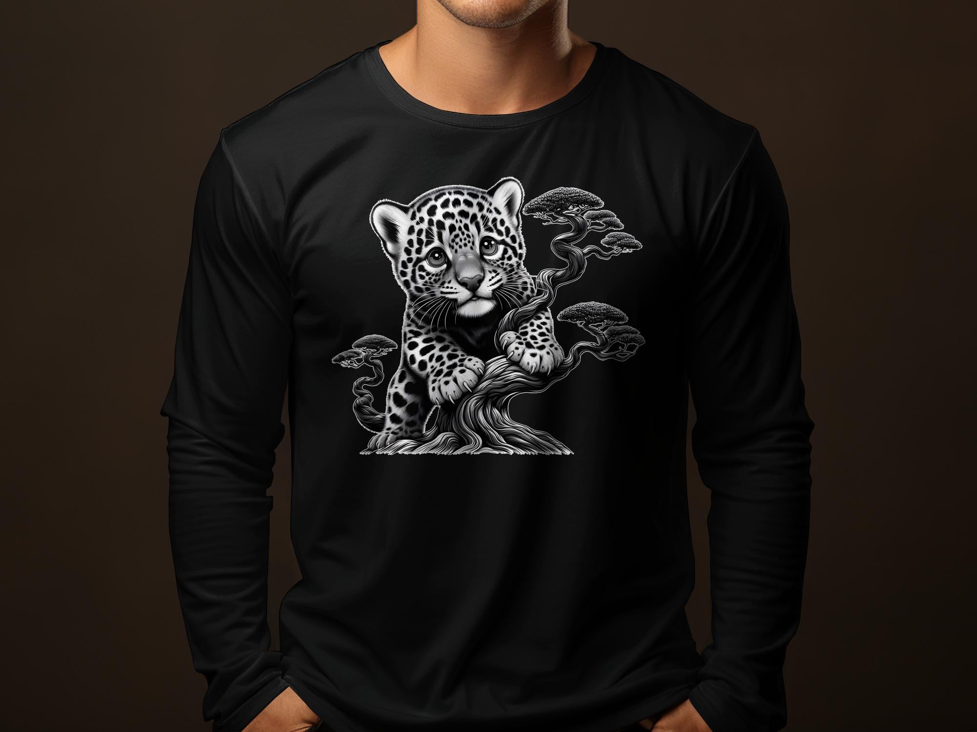 Leopard Bonsai - Coloured Gildan Long Sleeve Realistic Animal Talisman Unisex Cute Tee Graphic Design