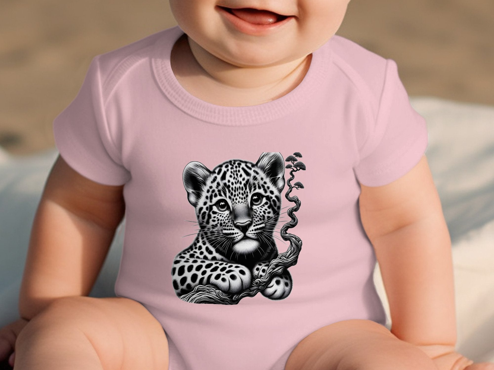 Leopard Bonsai - Coloured Toddler Bodysuit Realistic Animal Talisman Unisex Cute Tee Graphic Design