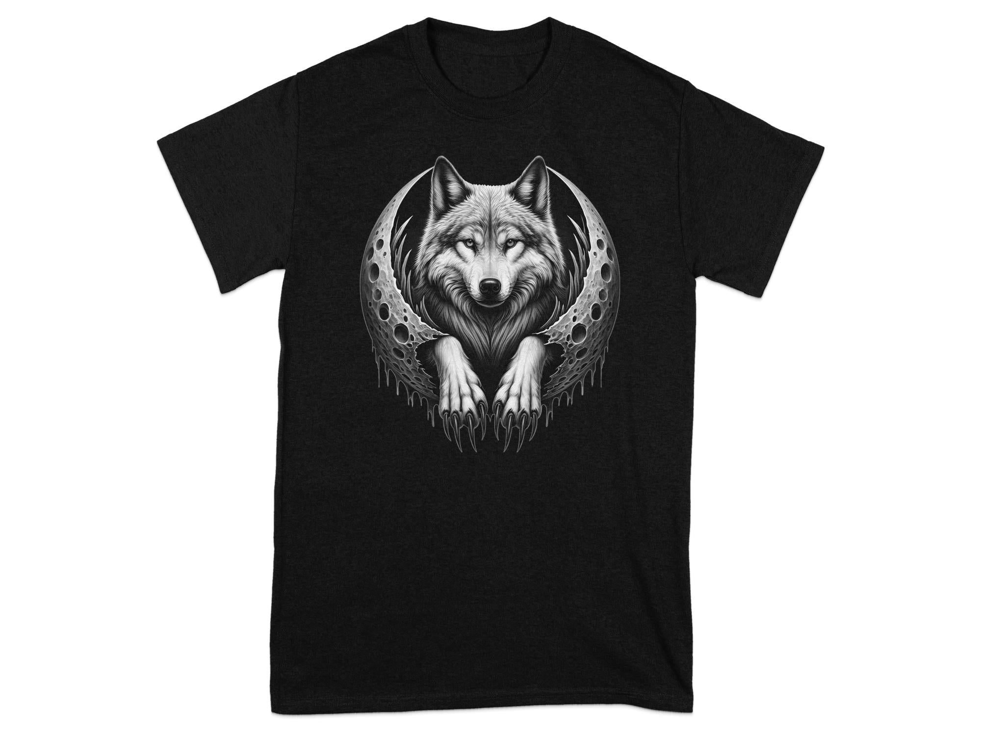 Moon Wolf - Coloured Gildan T-Shirt Realistic Animal Talisman Unisex Mythology Tee Graphic Design