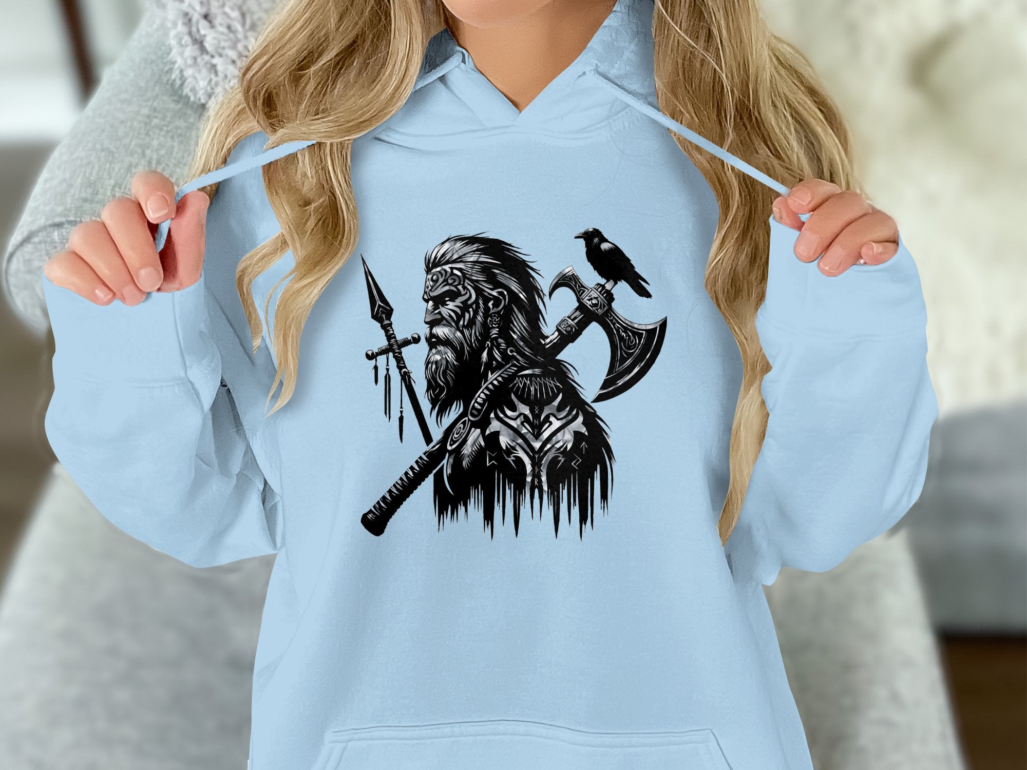 Viking Courage - Coloured Gildan Hoodie White Norse Talisman Men Women Unisex Valhalla Tee