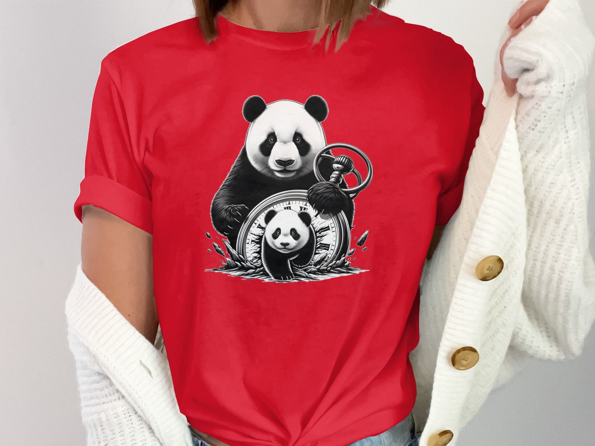 Panda - Coloured Gildan T-Shirt Realistic Animal Talisman Unisex Cute Tee Graphic Design