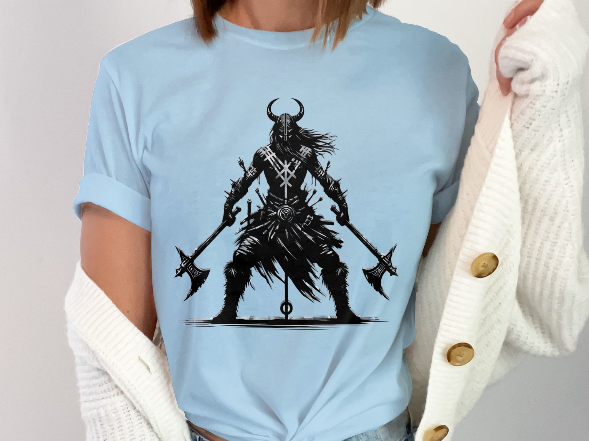 Viking Indomitable - Coloured Gildan T Shirt Norse Talisman Men Women Unisex Valhalla Tee