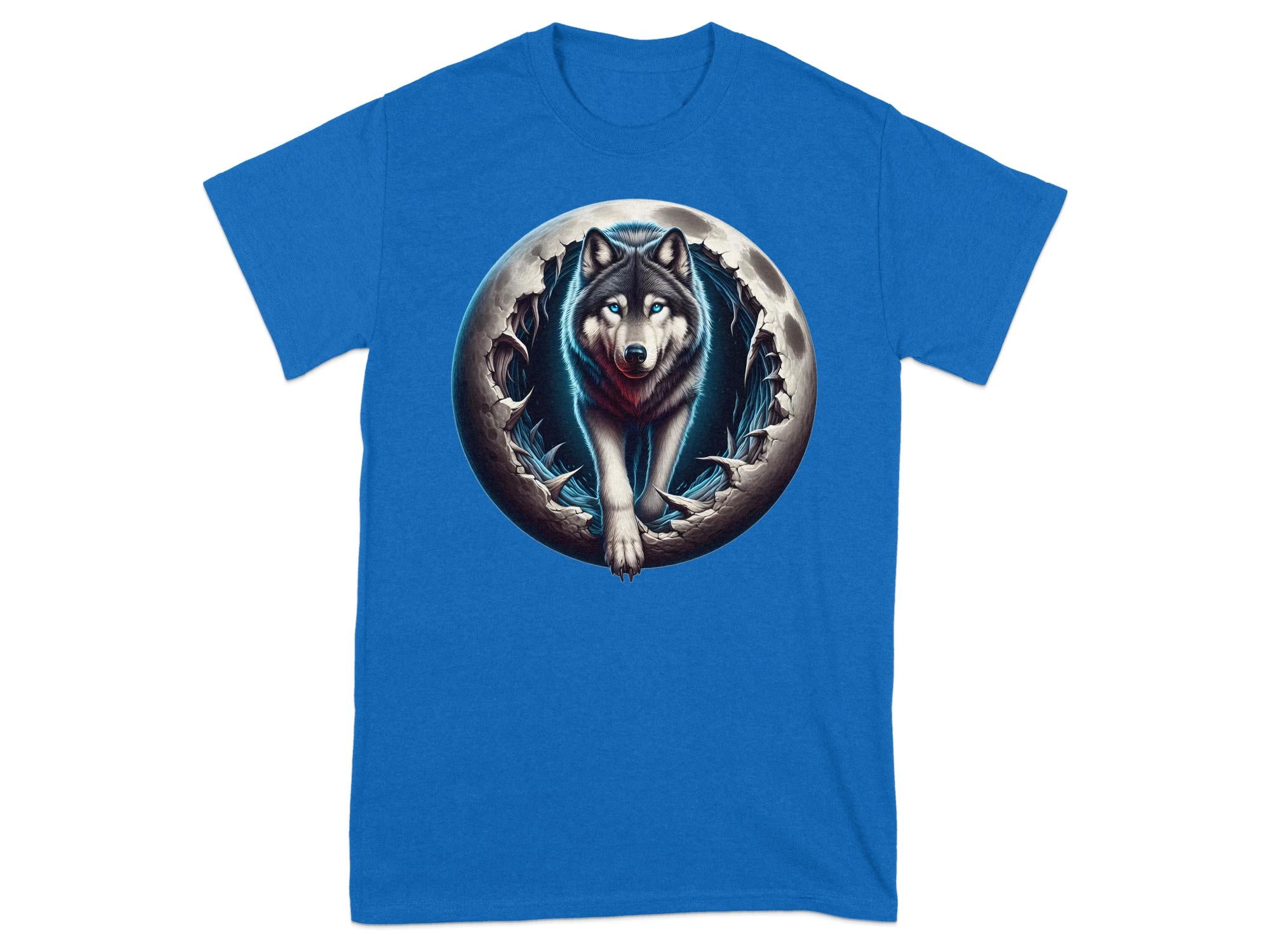 Moon Wolf - T-Shirt Realistic Full Colour Animal Talisman Unisex Mythology Tee Gildan Graphic Design