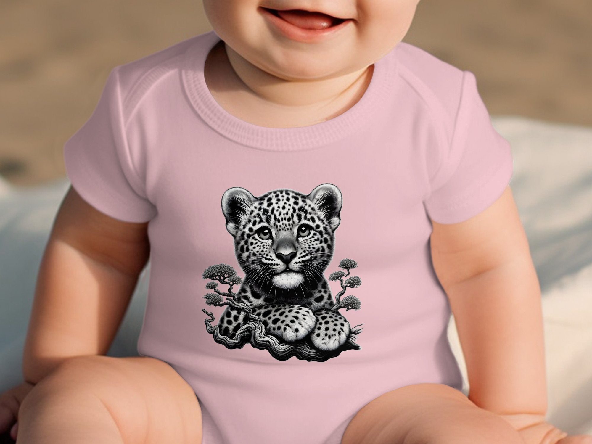 Leopard Bonsai - Coloured Toddler Bodysuit Realistic Animal Talisman Unisex Cute Tee Graphic Design