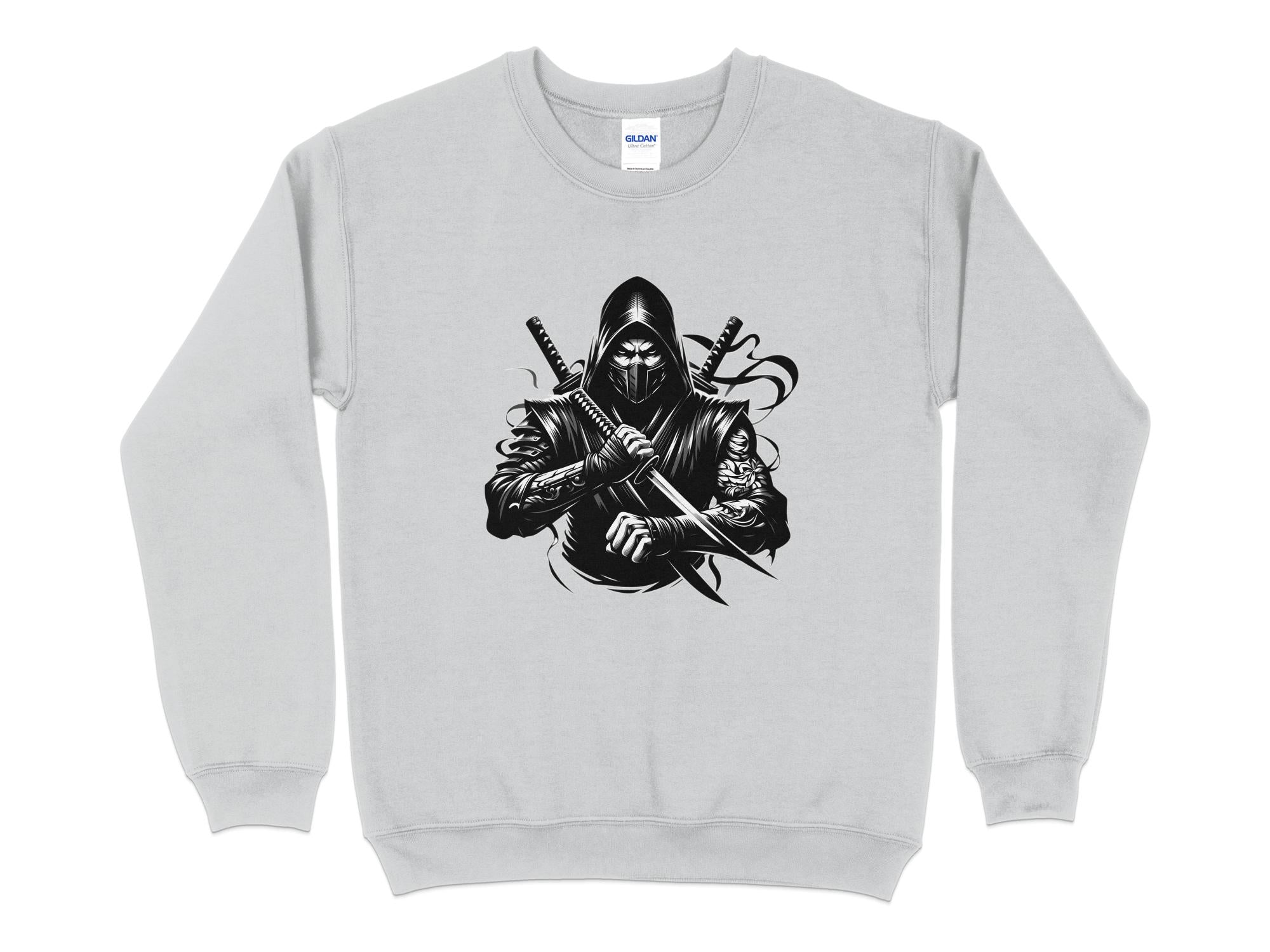 Samurai Ninja - Coloured Gildan Sweatshirt Japanese Talisman Unisex Cultural Symbolic Graphic Design