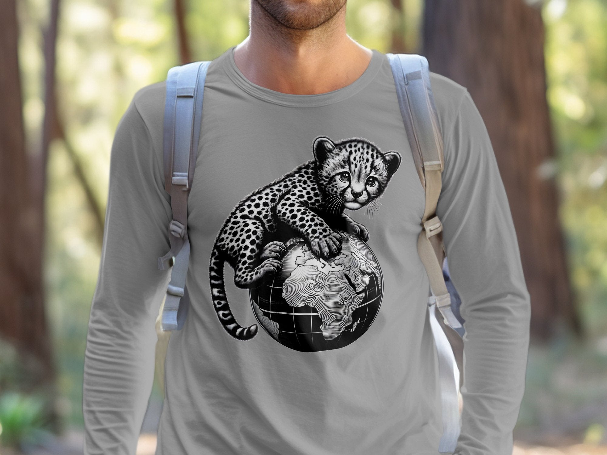 Cheetah World - Coloured Gildan Long Sleeve Realistic Animal Talisman Unisex Cute Tee Graphic Design