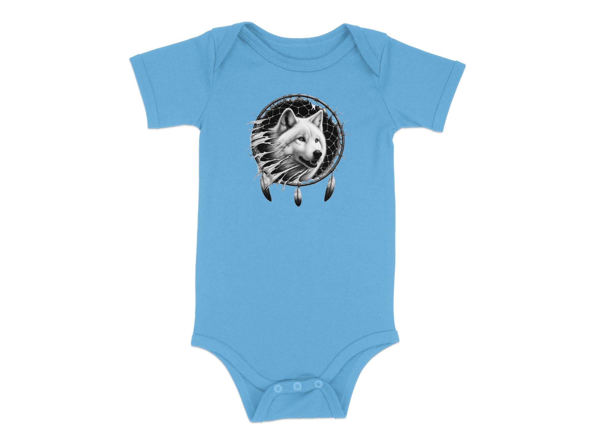 Dreamcatcher Wolf - Coloured Toddler Bodysuit Realistic Native American Talisman Unisex Mythology Tee Graphic Design