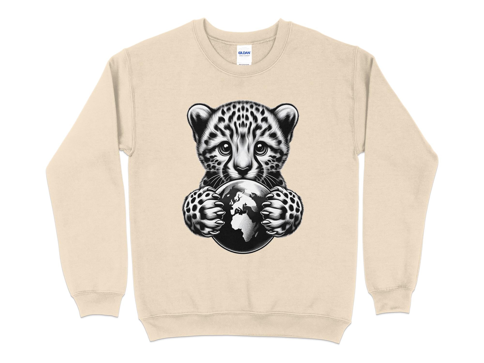 Cheetah World - Coloured Gildan Sweatshirt Realistic Animal Talisman Unisex Cute Tee Graphic Design