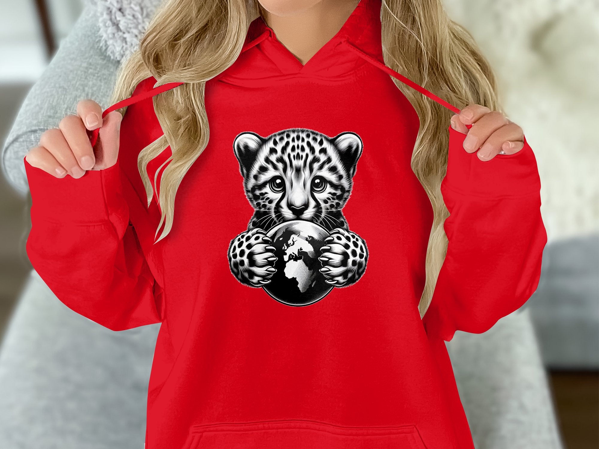 Cheetah World - Coloured Gildan Hoodie Realistic Animal Talisman Unisex Cute Tee Graphic Design