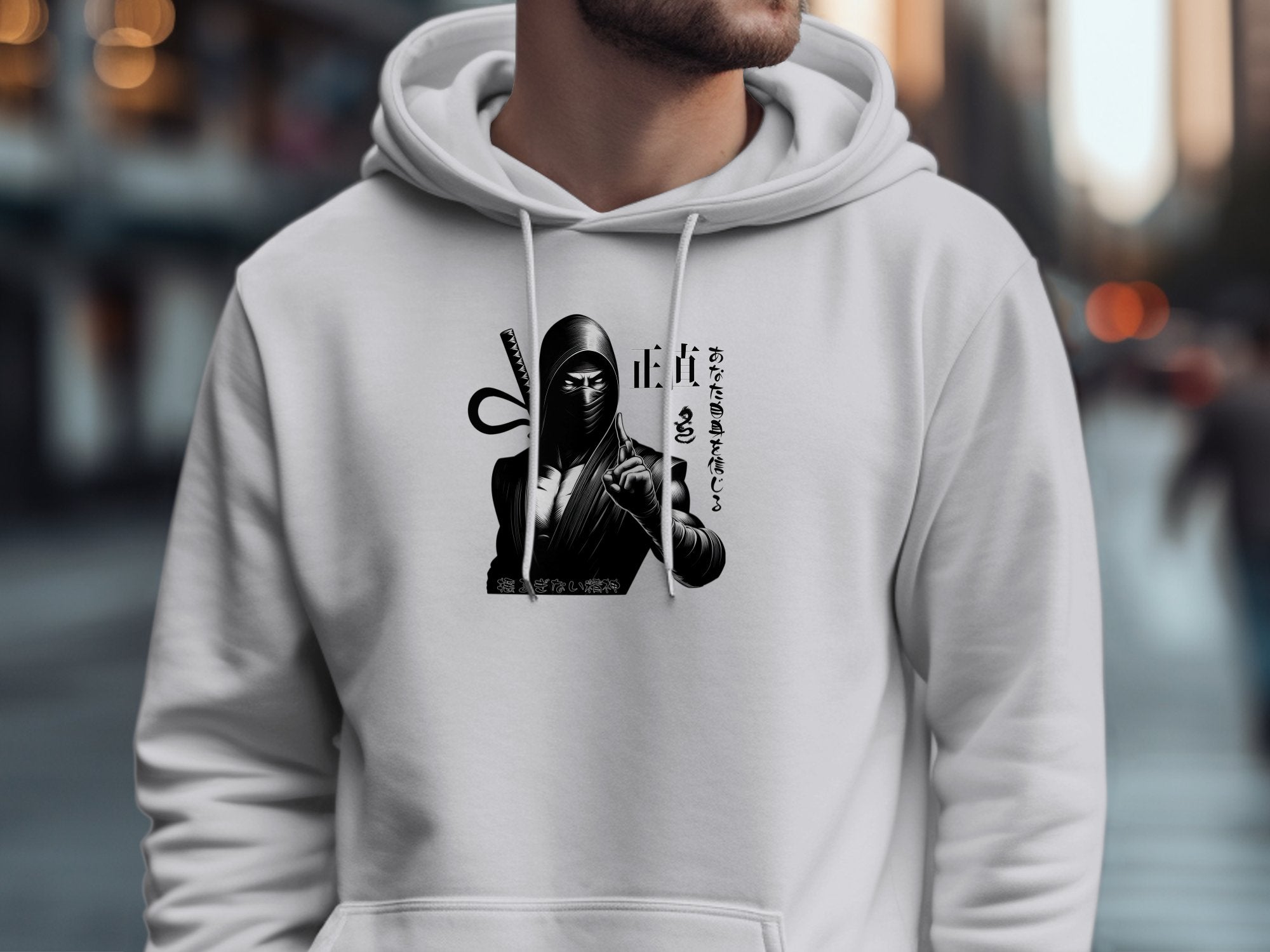 Samurai Ninja - Coloured Gildan Hoodie Japanese Talisman Unisex Cultural Symbolic Graphic Design