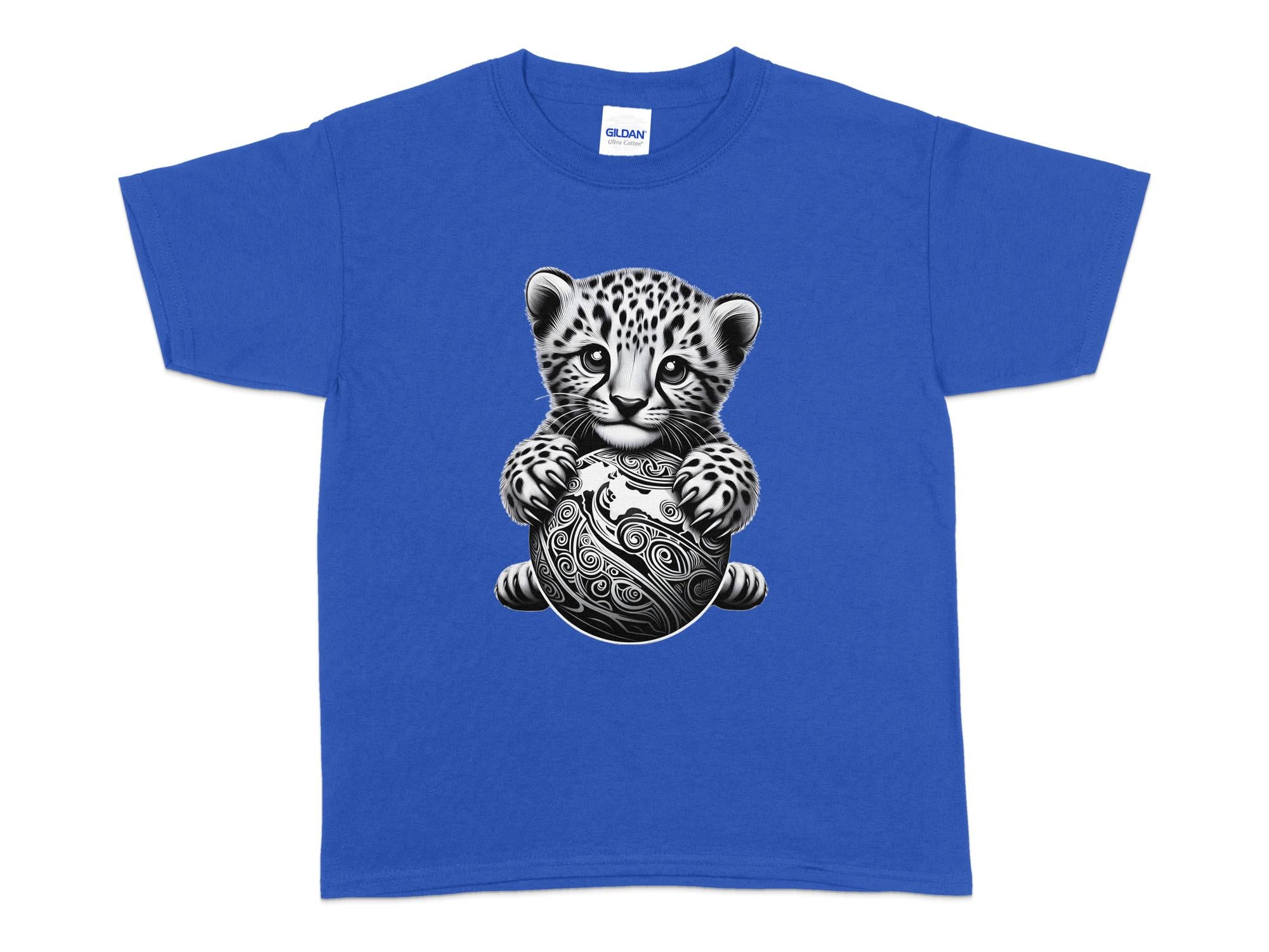 Cheetah World - Coloured Gildan Kids T-Shirt Realistic Animal Talisman Unisex Cute Tee Graphic Design