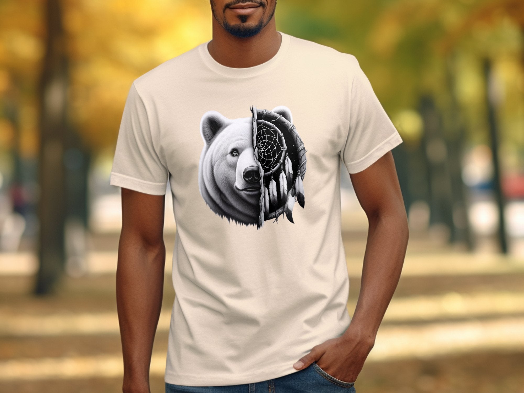 Dreamcatcher Bear - Coloured Gildan T-Shirt Realistic Native American Talisman Unisex Mythology Tee Graphic Design