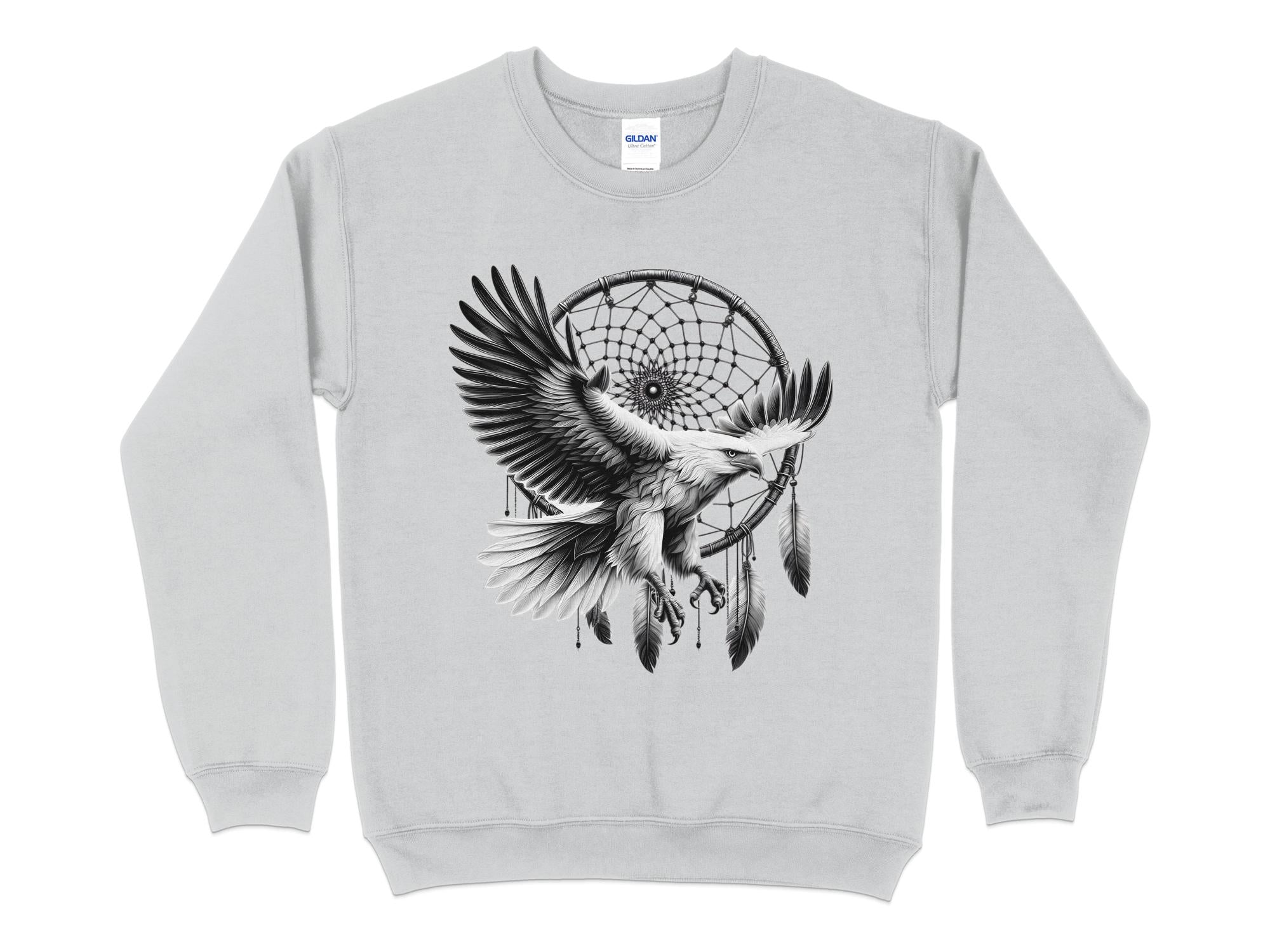 Dreamcatcher Eagle - Coloured Gildan Sweatshirt Realistic Native American Talisman Unisex Mythology Tee Graphic Design