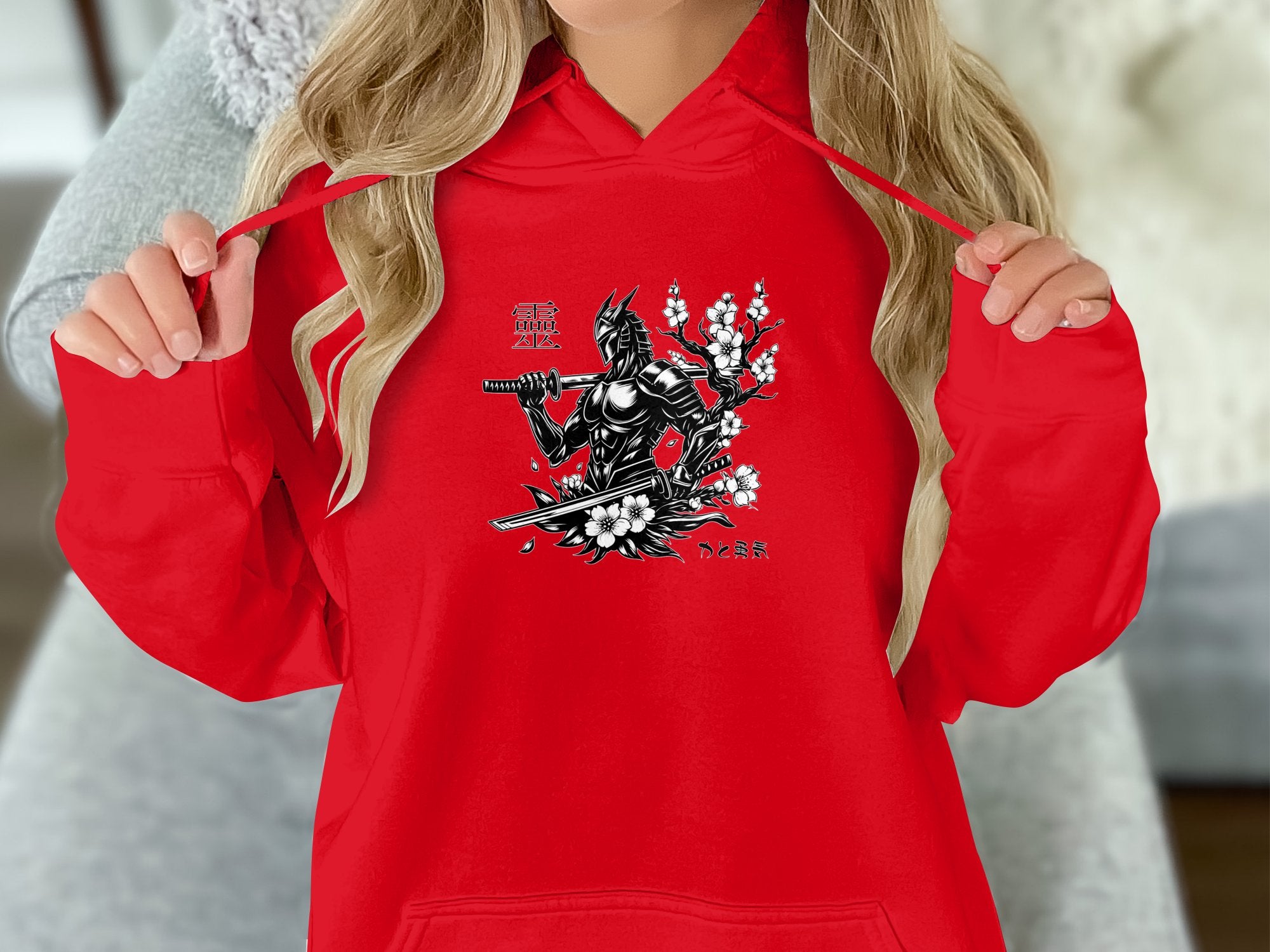 Samurai Ninja - Coloured Gildan Hoodie Japanese Talisman Unisex Cultural Symbolic Graphic Design