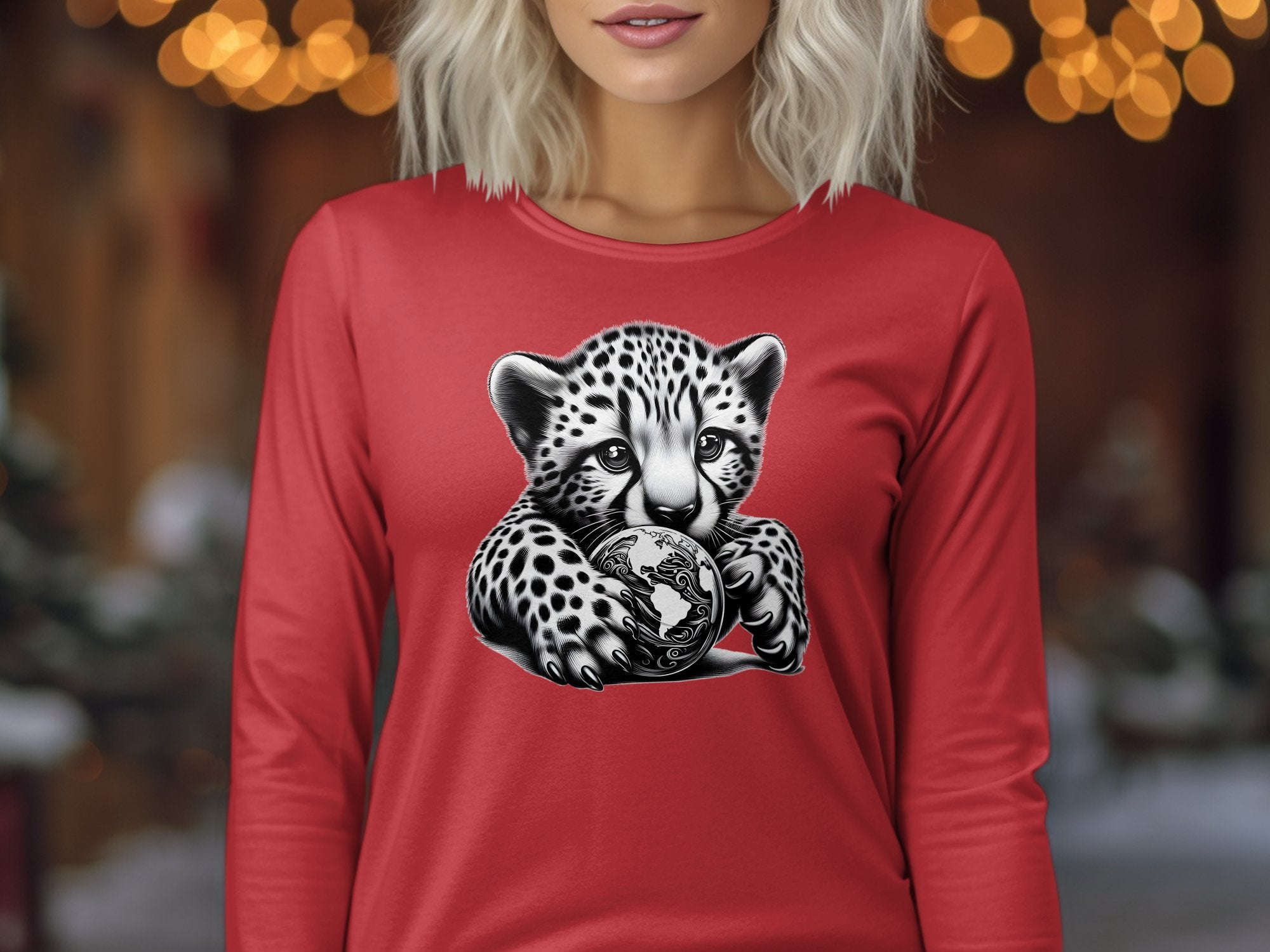 Cheetah World - Coloured Gildan Long Sleeve Realistic Animal Talisman Unisex Cute Tee Graphic Design