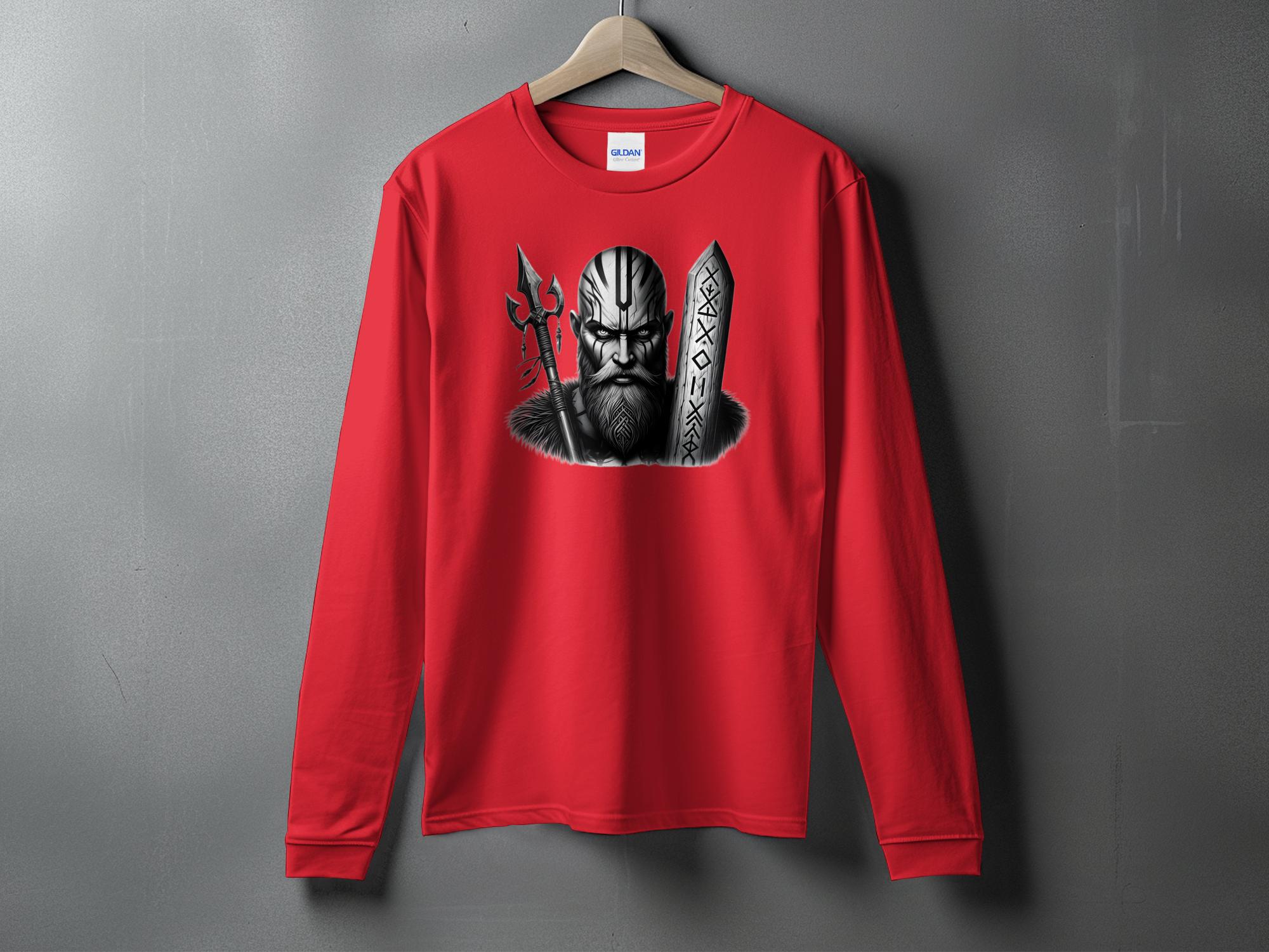 Viking Strength - Coloured Gildan Long Sleeve Realistic Norse Talisman Men Women Unisex Valhalla Tee Graphic Design