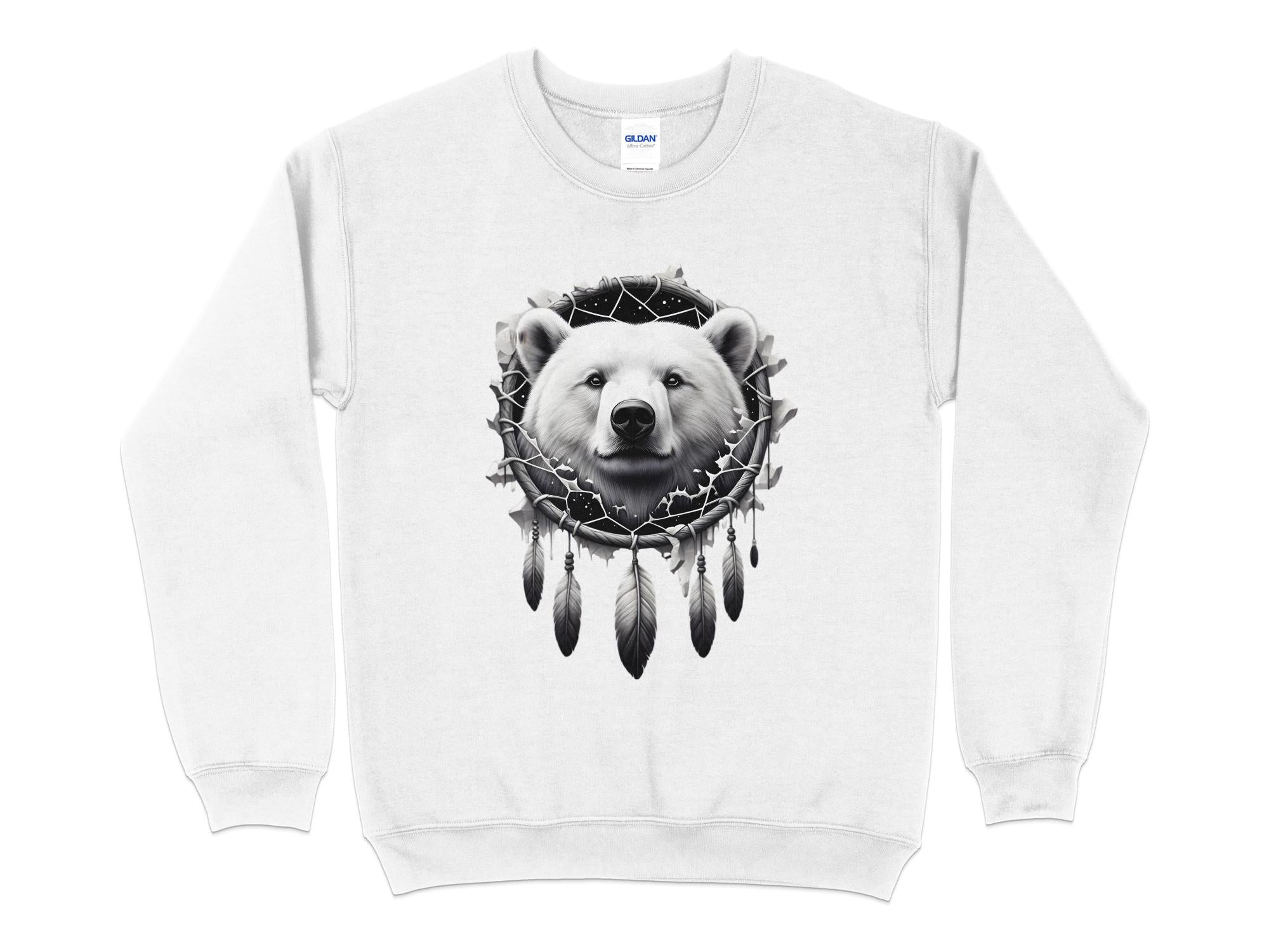 Dreamcatcher Bear - Coloured Gildan Sweatshirt Realistic Native American Talisman Unisex Mythology Tee Graphic Design