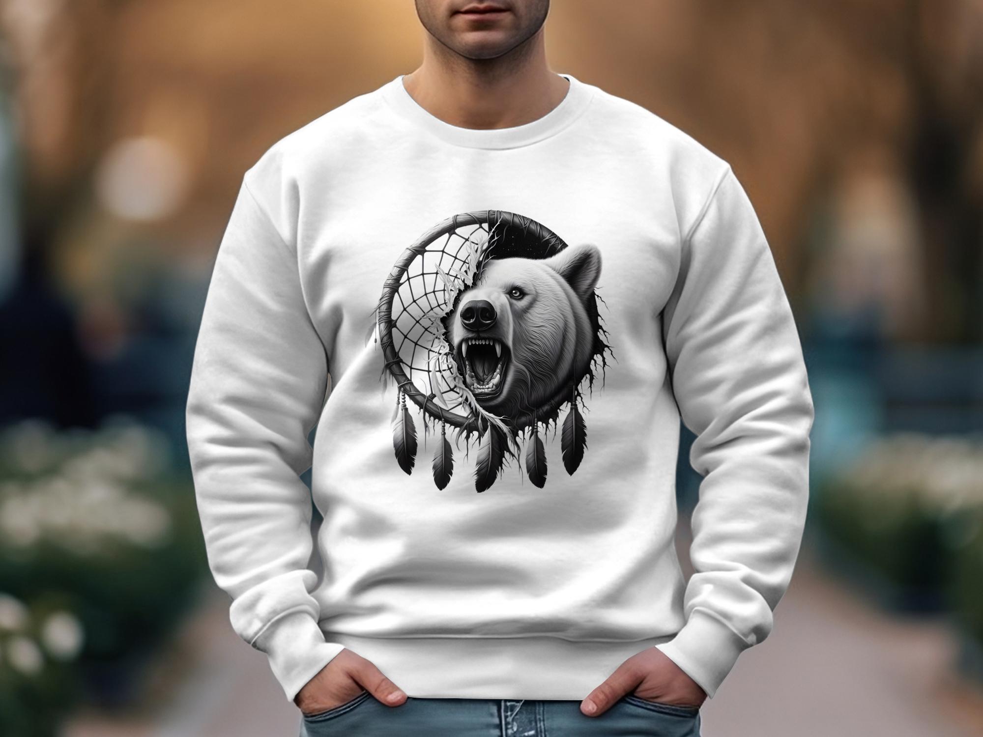 Dreamcatcher Bear - Coloured Gildan Sweatshirt Realistic Native American Talisman Unisex Mythology Tee Graphic Design