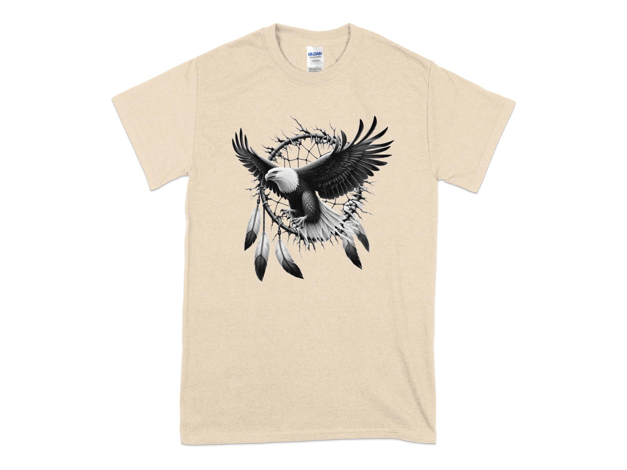 Dreamcatcher Eagle - Coloured Gildan T-Shirt Realistic Native American Talisman Unisex Mythology Tee Graphic Design