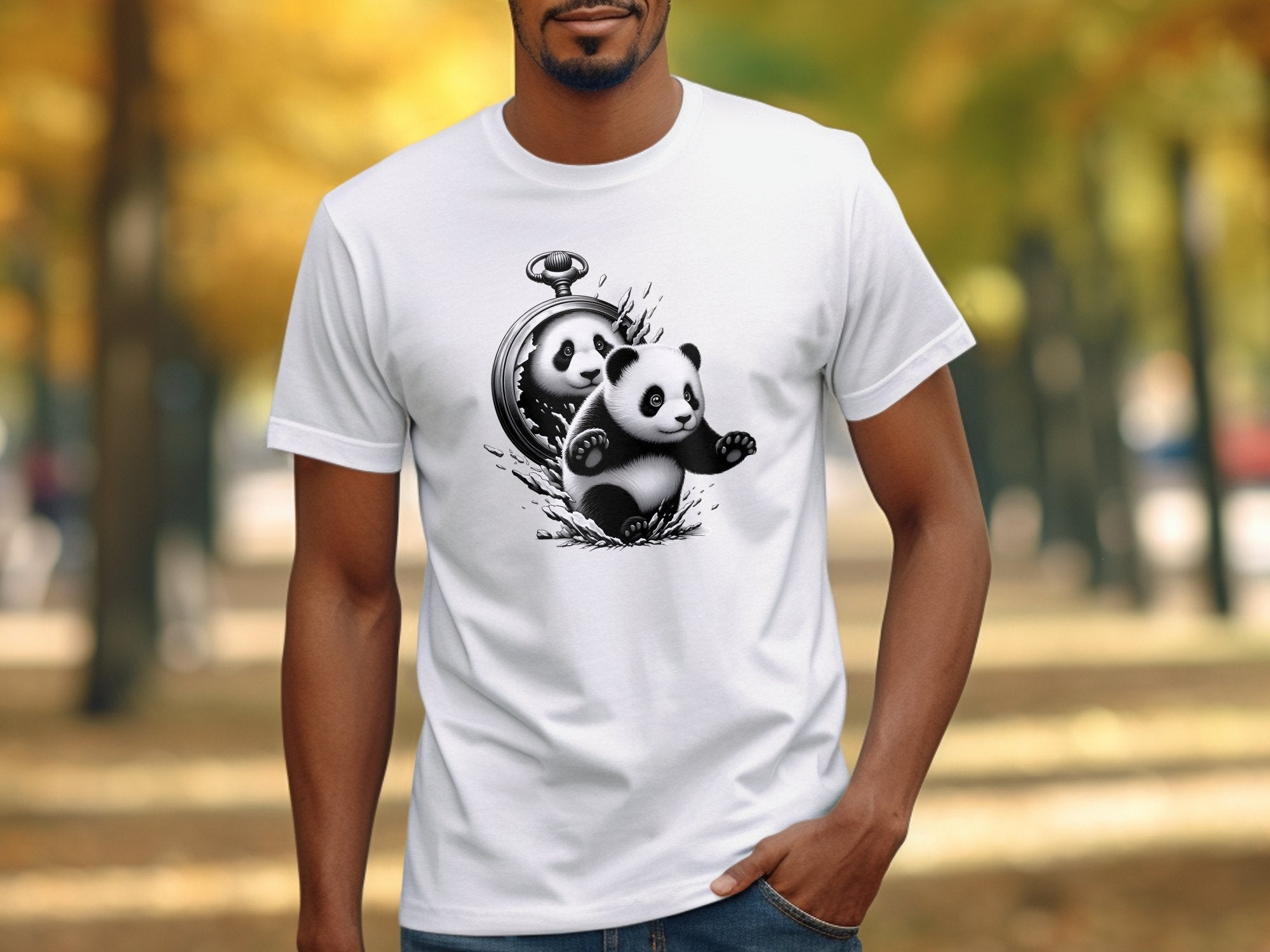 Panda - Coloured Gildan T-Shirt Realistic Animal Talisman Unisex Cute Tee Graphic Design