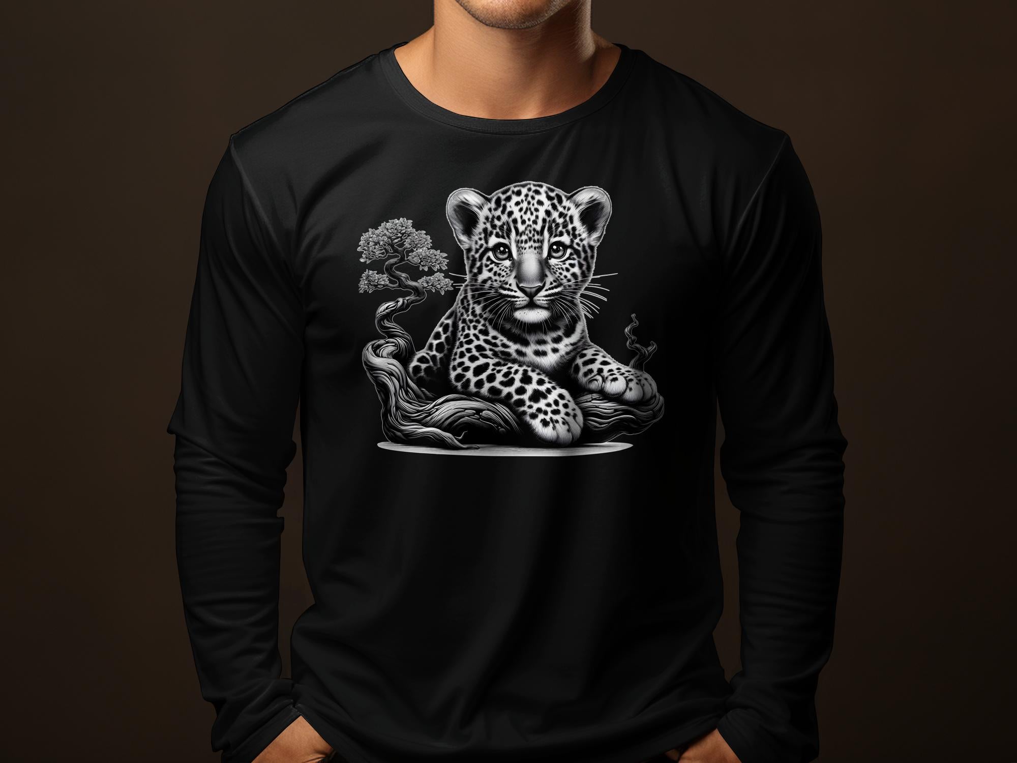 Leopard Bonsai - Coloured Gildan Long Sleeve Realistic Animal Talisman Unisex Cute Tee Graphic Design