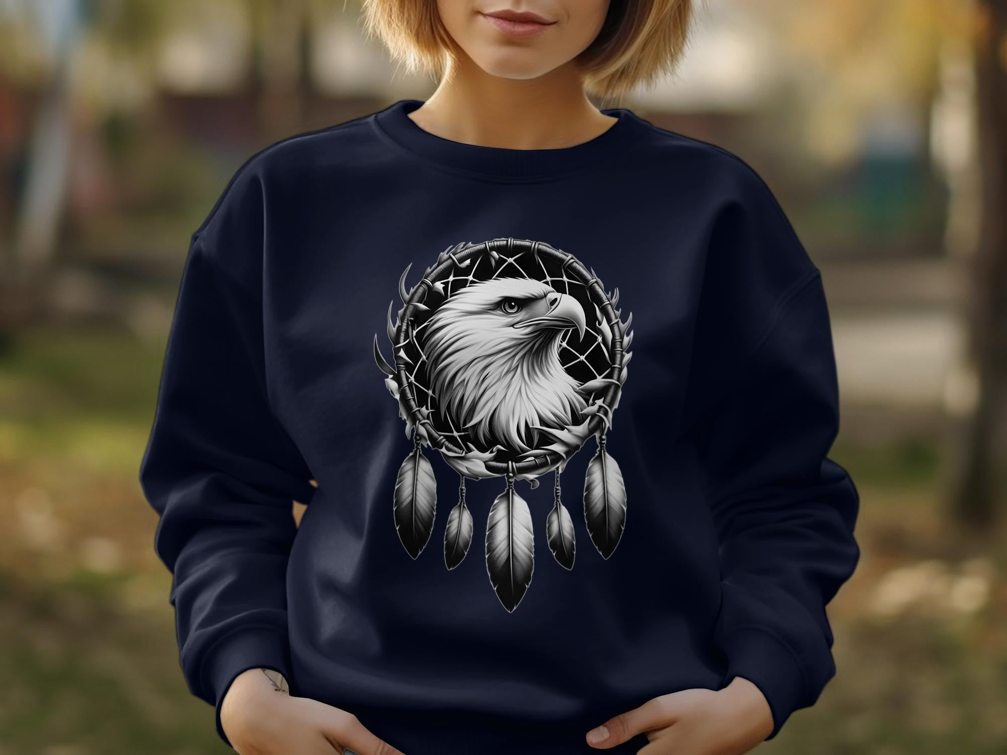 Dreamcatcher Eagle - Coloured Gildan Sweatshirt Realistic Native American Talisman Unisex Mythology Tee Graphic Design