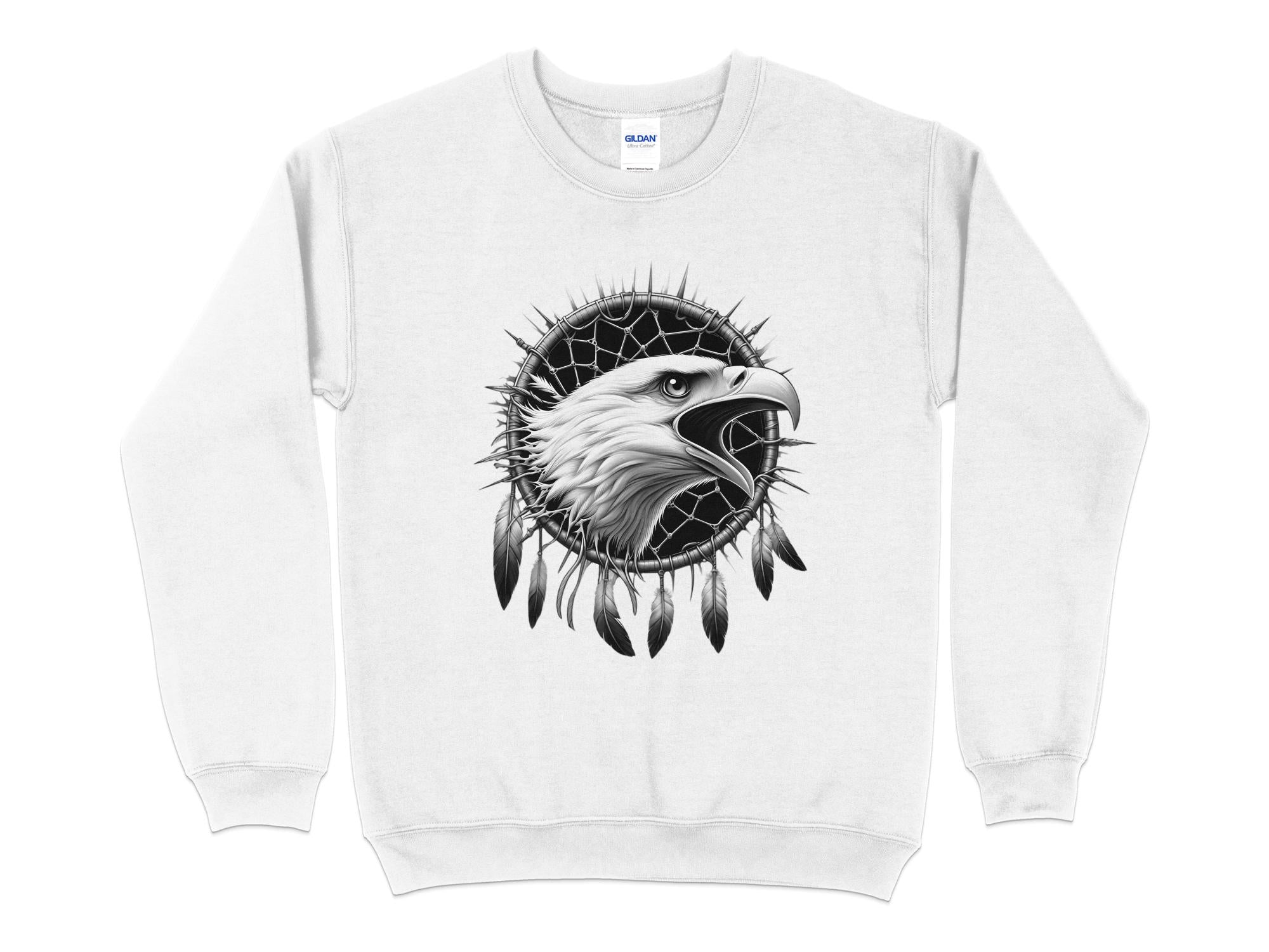 Dreamcatcher Eagle - Coloured Gildan Sweatshirt Realistic Native American Talisman Unisex Mythology Tee Graphic Design