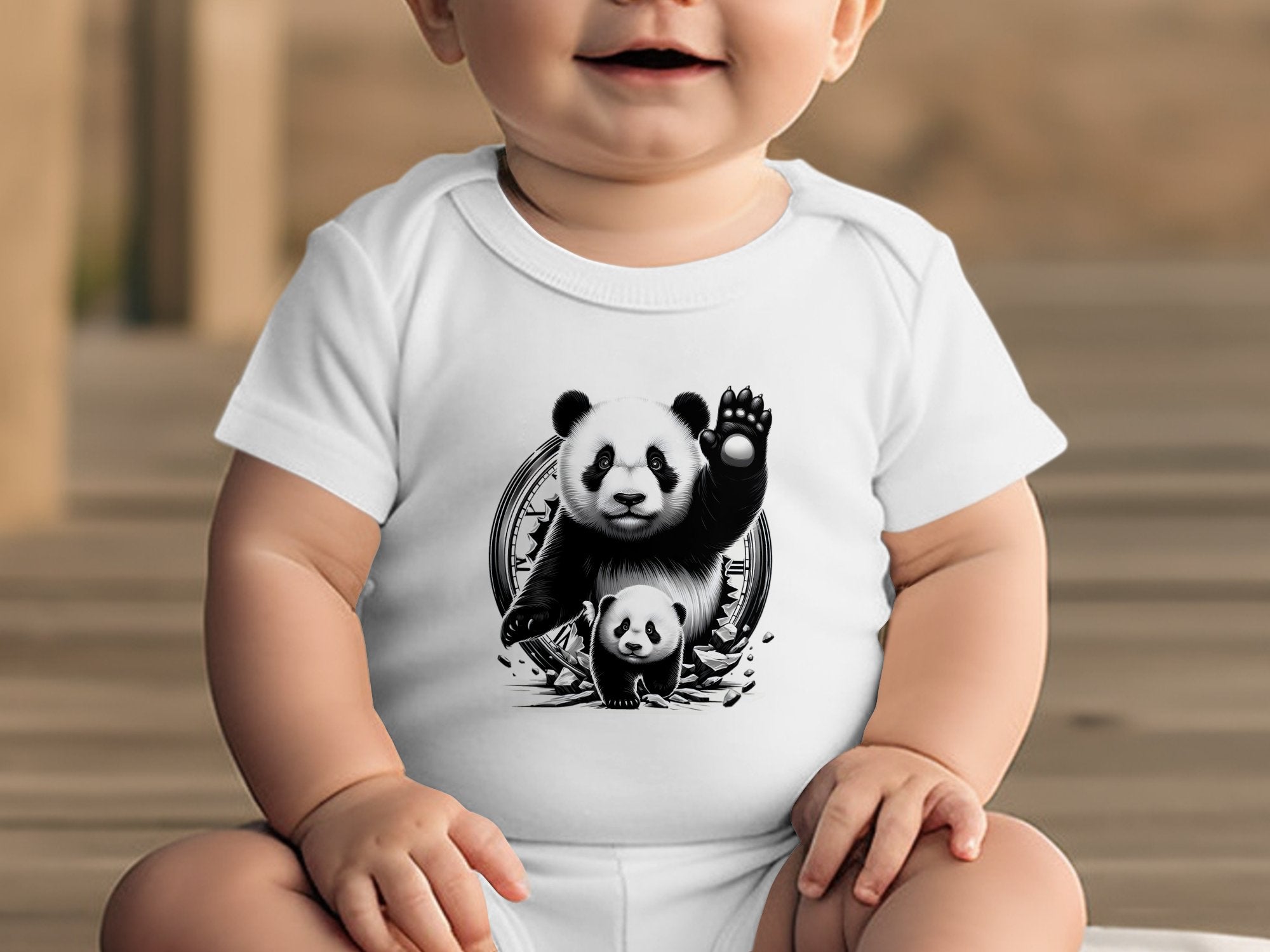 Panda - Coloured Toddler Bodysuit Realistic Animal Talisman Unisex Cute Tee Graphic Design