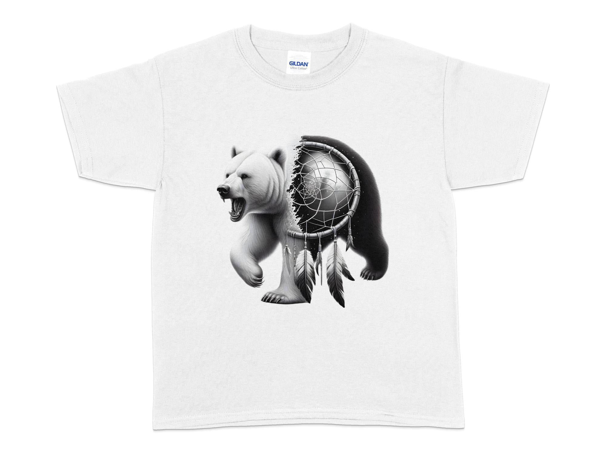 Dreamcatcher Bear - Coloured Gildan Kids T Shirt Realistic Native American Talisman Unisex Mythology Tee Graphic Design