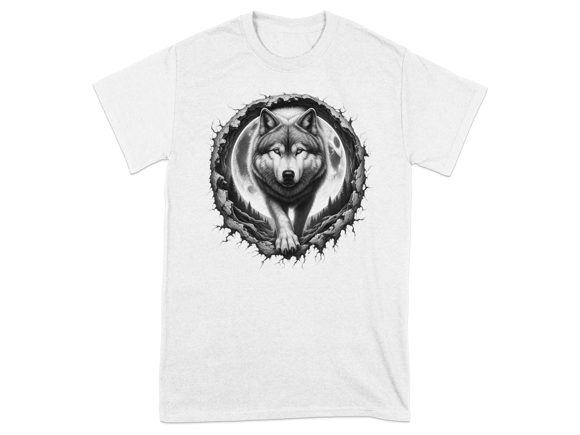 Moon Wolf - Coloured Gildan T-Shirt Realistic Animal Talisman Unisex Mythology Tee Graphic Design