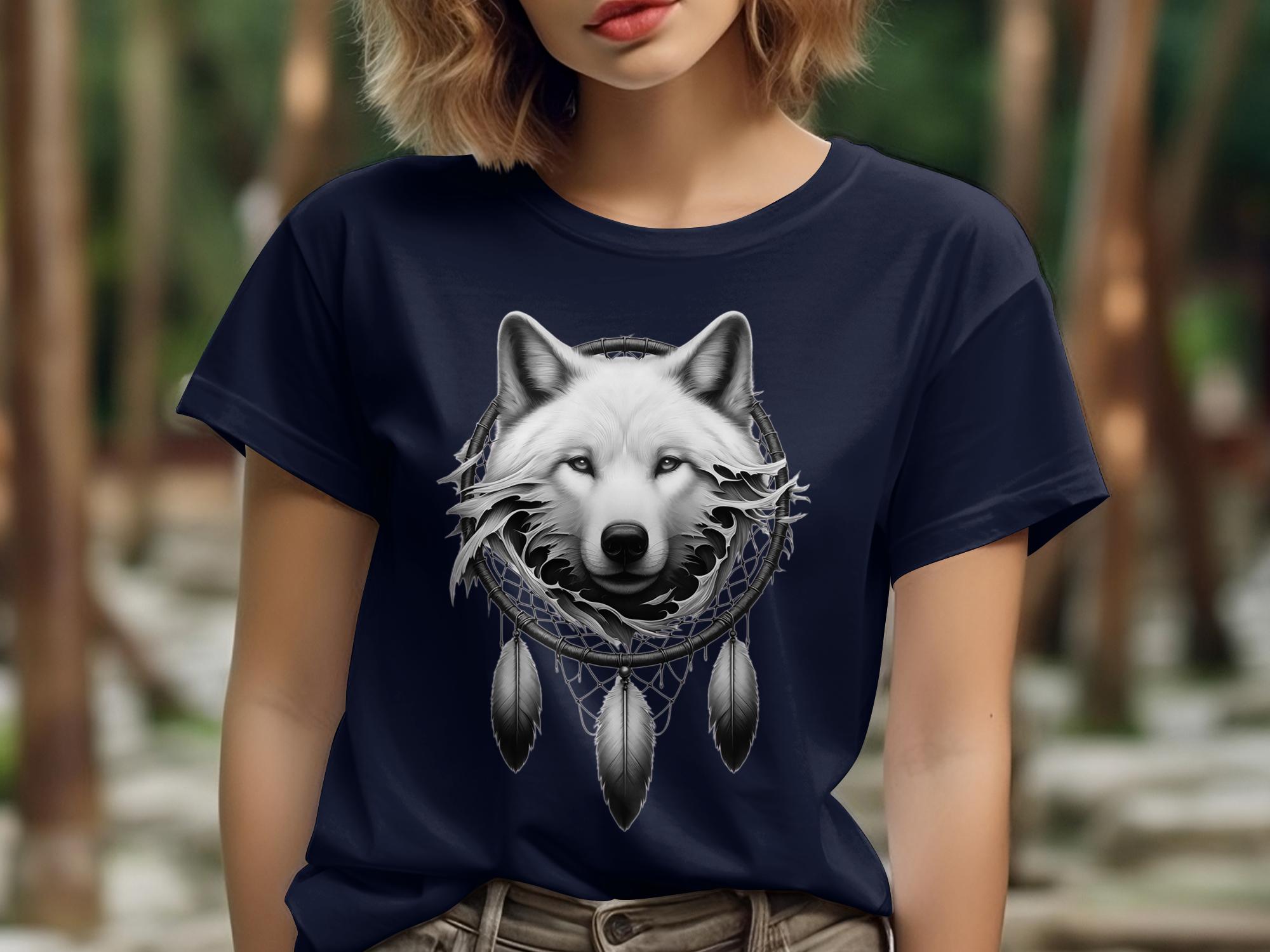 Dreamcatcher Wolf - Coloured Gildan T-Shirt Realistic Native American Talisman Unisex Mythology Tee Graphic Design