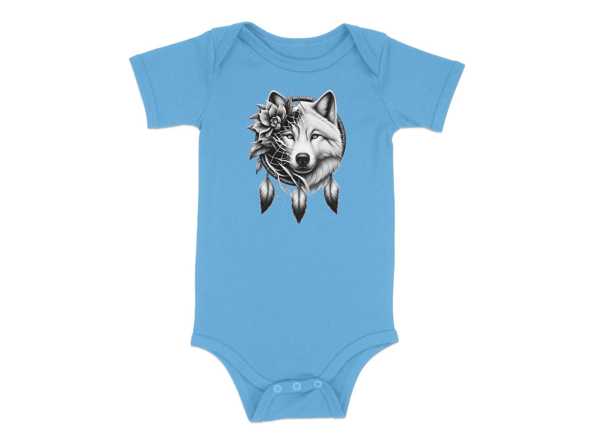 Dreamcatcher Wolf - Coloured Toddler Bodysuit Realistic Native American Talisman Unisex Mythology Tee Graphic Design