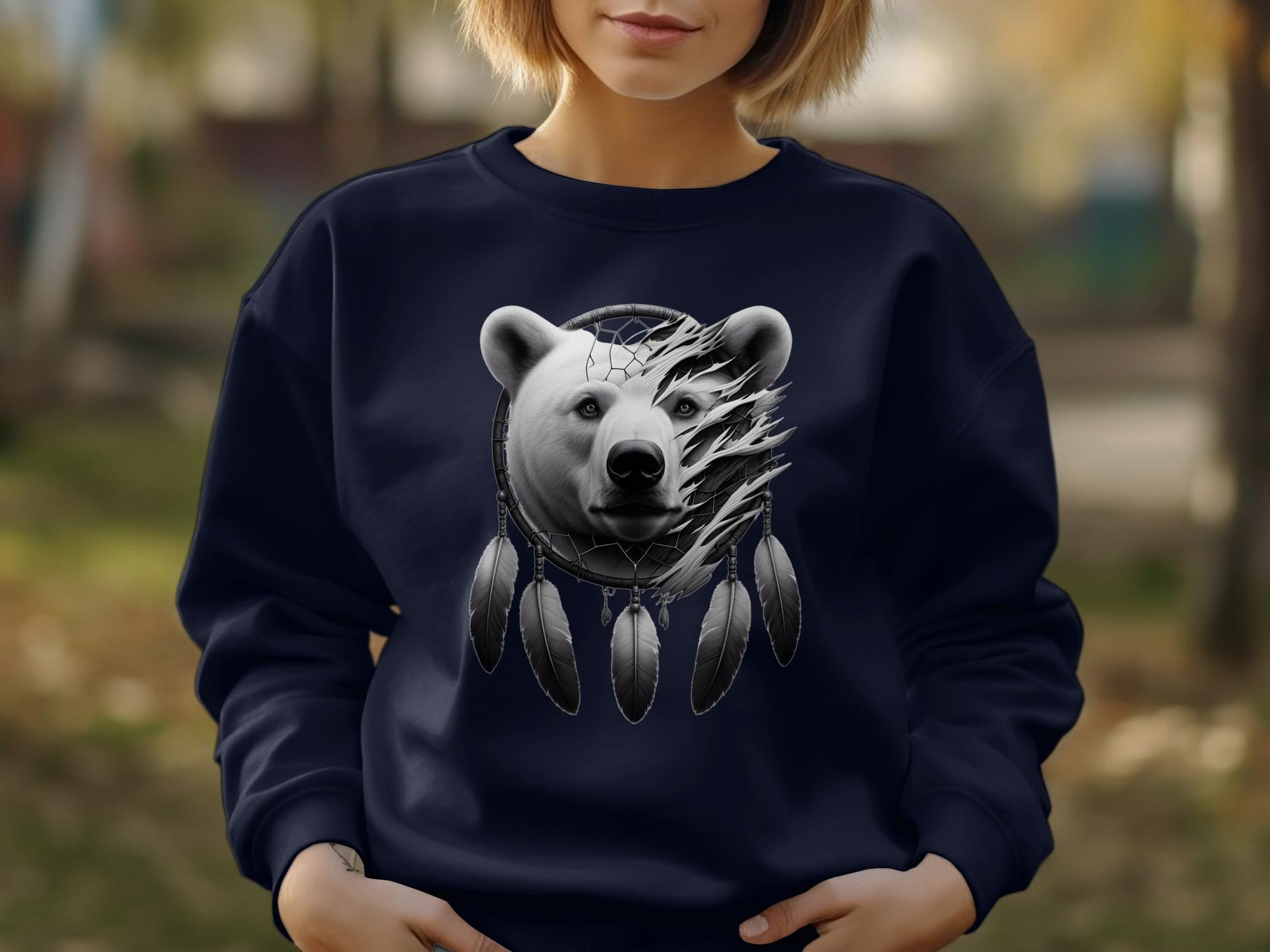 Dreamcatcher Bear - Coloured Gildan Sweatshirt Realistic Native American Talisman Unisex Mythology Tee Graphic Design