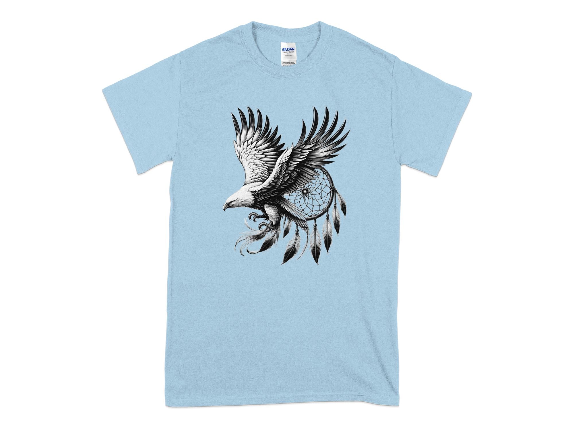 Dreamcatcher Eagle - Coloured Gildan T-Shirt Realistic Native American Talisman Unisex Mythology Tee Graphic Design