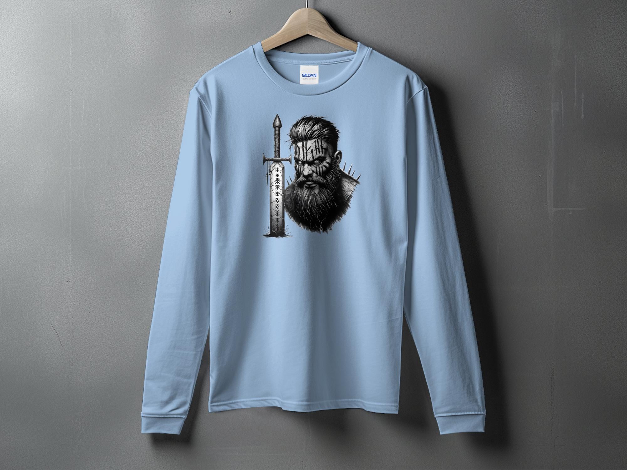 Viking Dauntless - Coloured Gildan Long Sleeve Realistic Norse Talisman Men Women Unisex Valhalla Tee Graphic Design