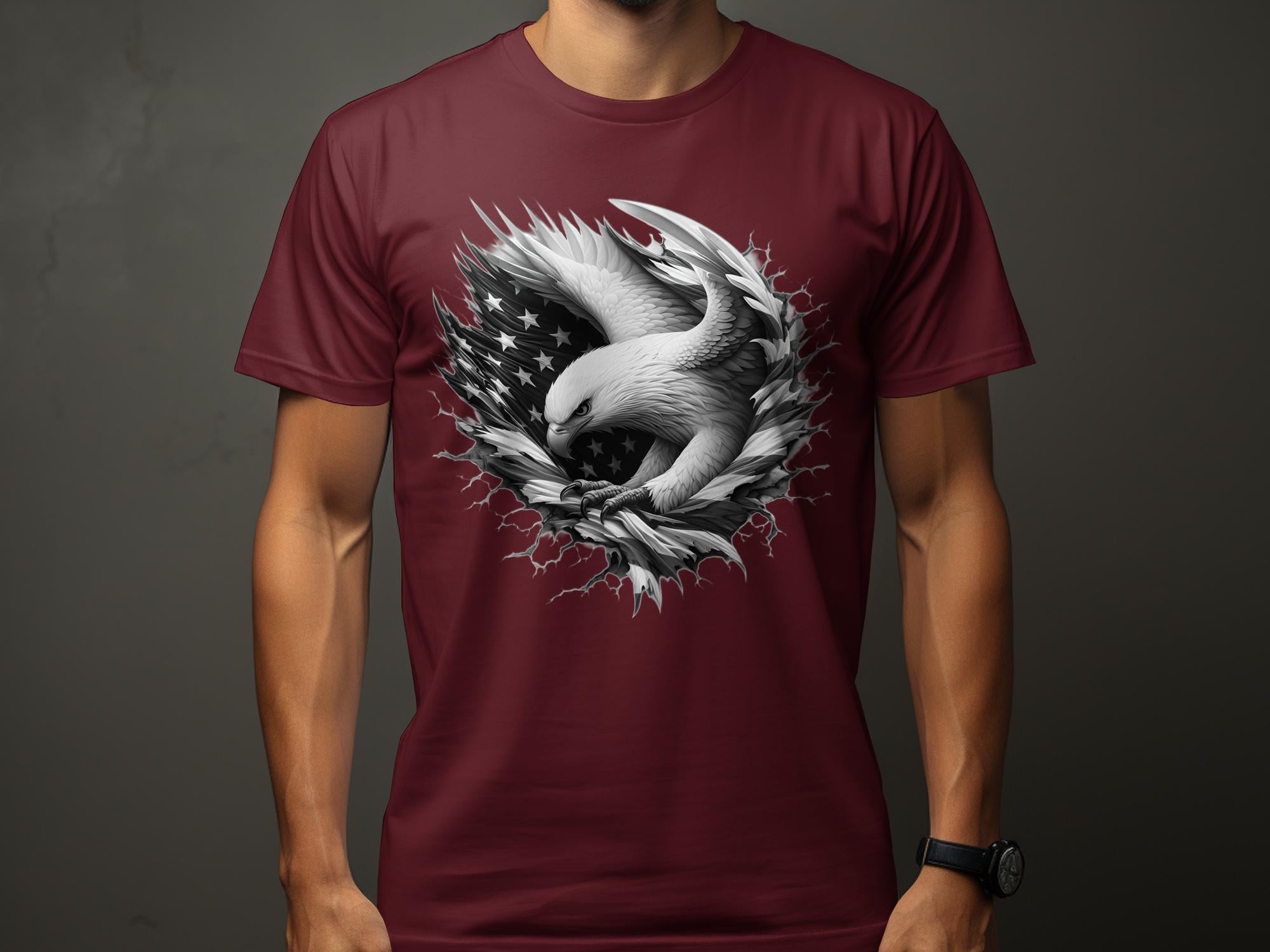 Eagle Patriot - Coloured Gildan T-Shirt Realistic Animal Talisman Unisex Tee Graphic Design