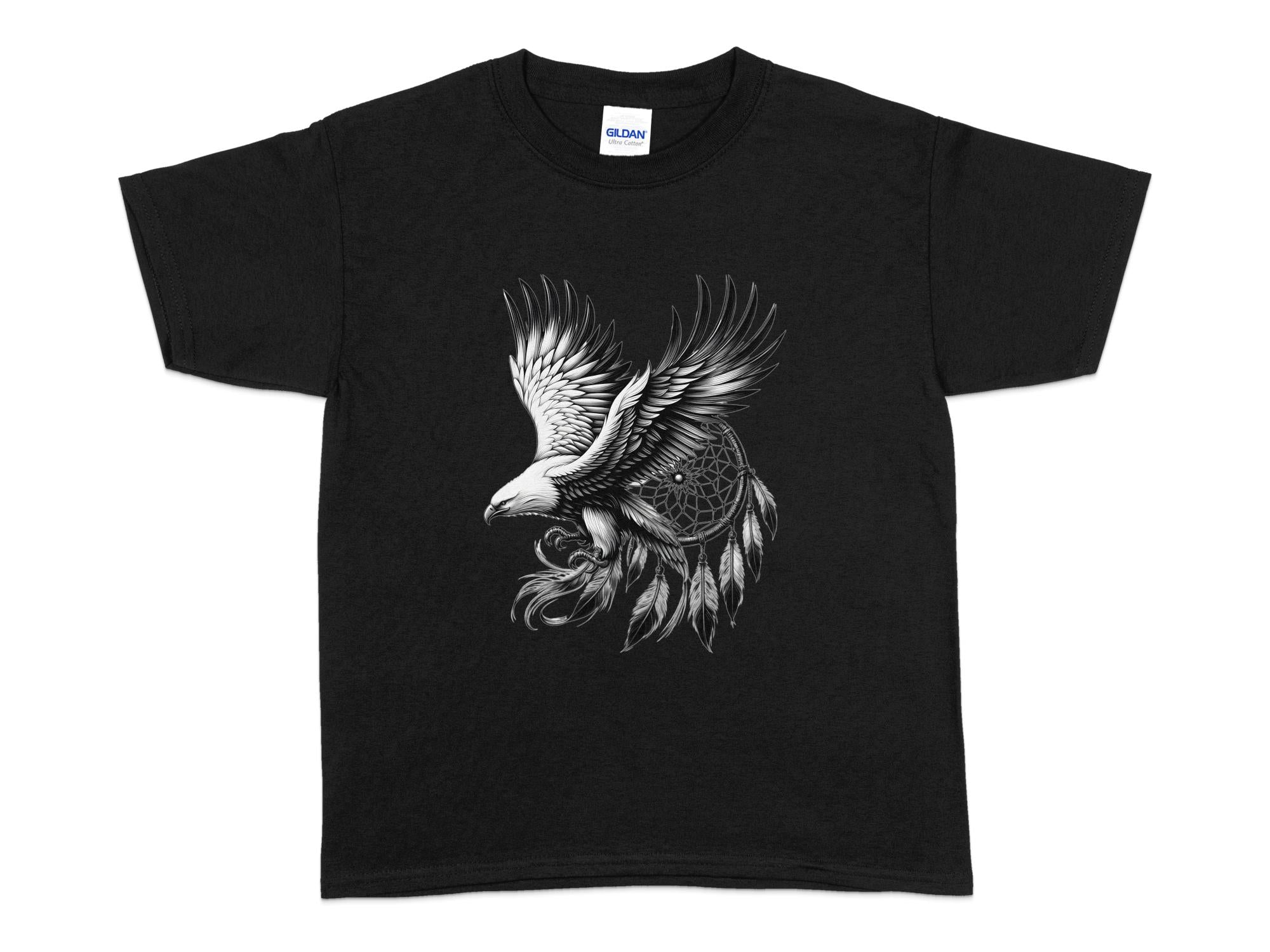 Dreamcatcher Eagle - Coloured Gildan Kids T-Shirt Realistic Native American Talisman Unisex Mythology Tee Graphic Design