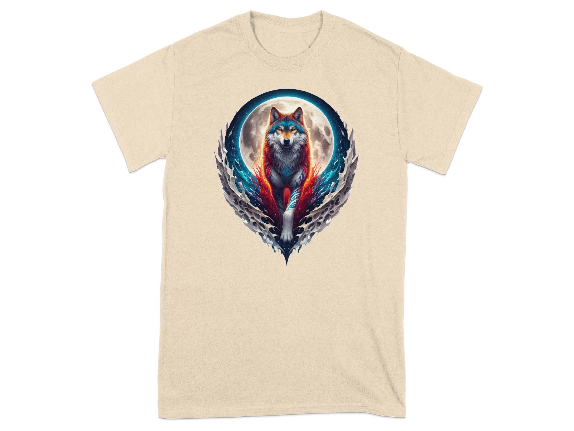 Moon Wolf - T-Shirt Realistic Full Colour Animal Talisman Unisex Mythology Tee Gildan Graphic Design