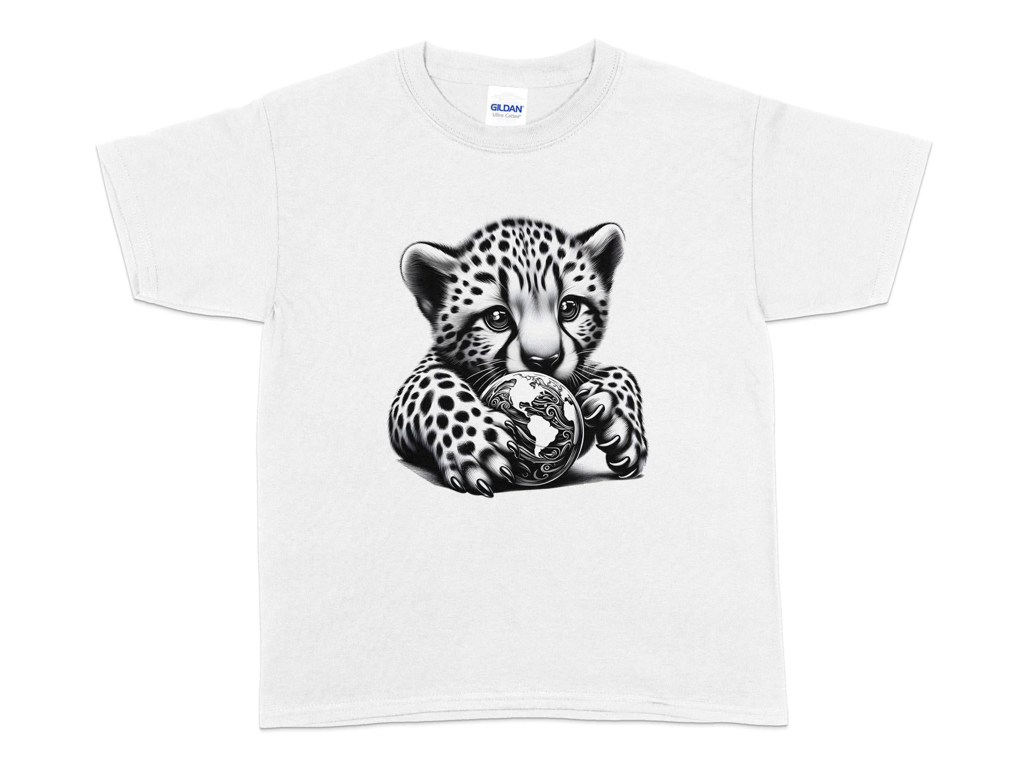 Cheetah World - Coloured Gildan Kids T-Shirt Realistic Animal Talisman Unisex Cute Tee Graphic Design